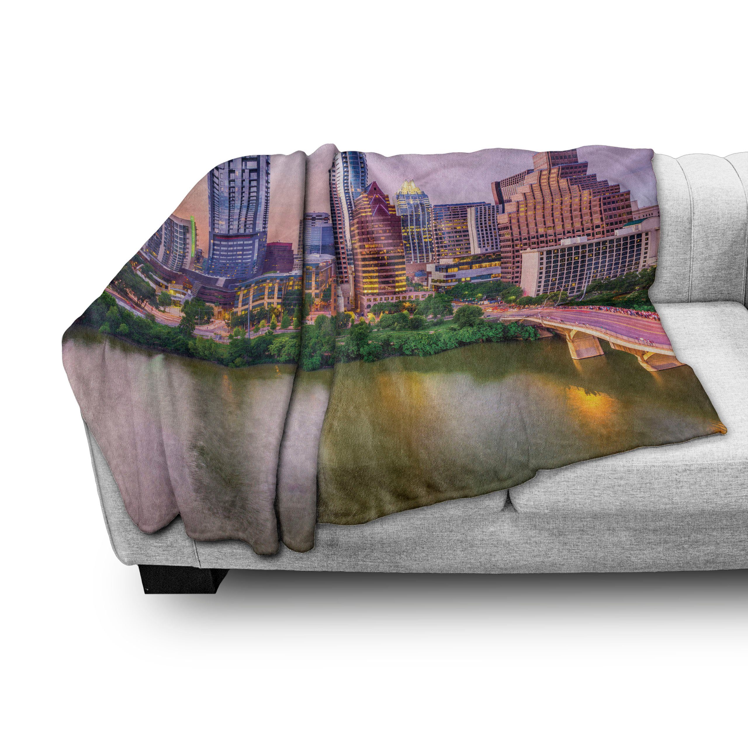 Abakuhaus, und für den Fluss Plüsch Außenbereich, Motiv Städtisches und Wohndecke Gemütlicher Bild Austin Innen-