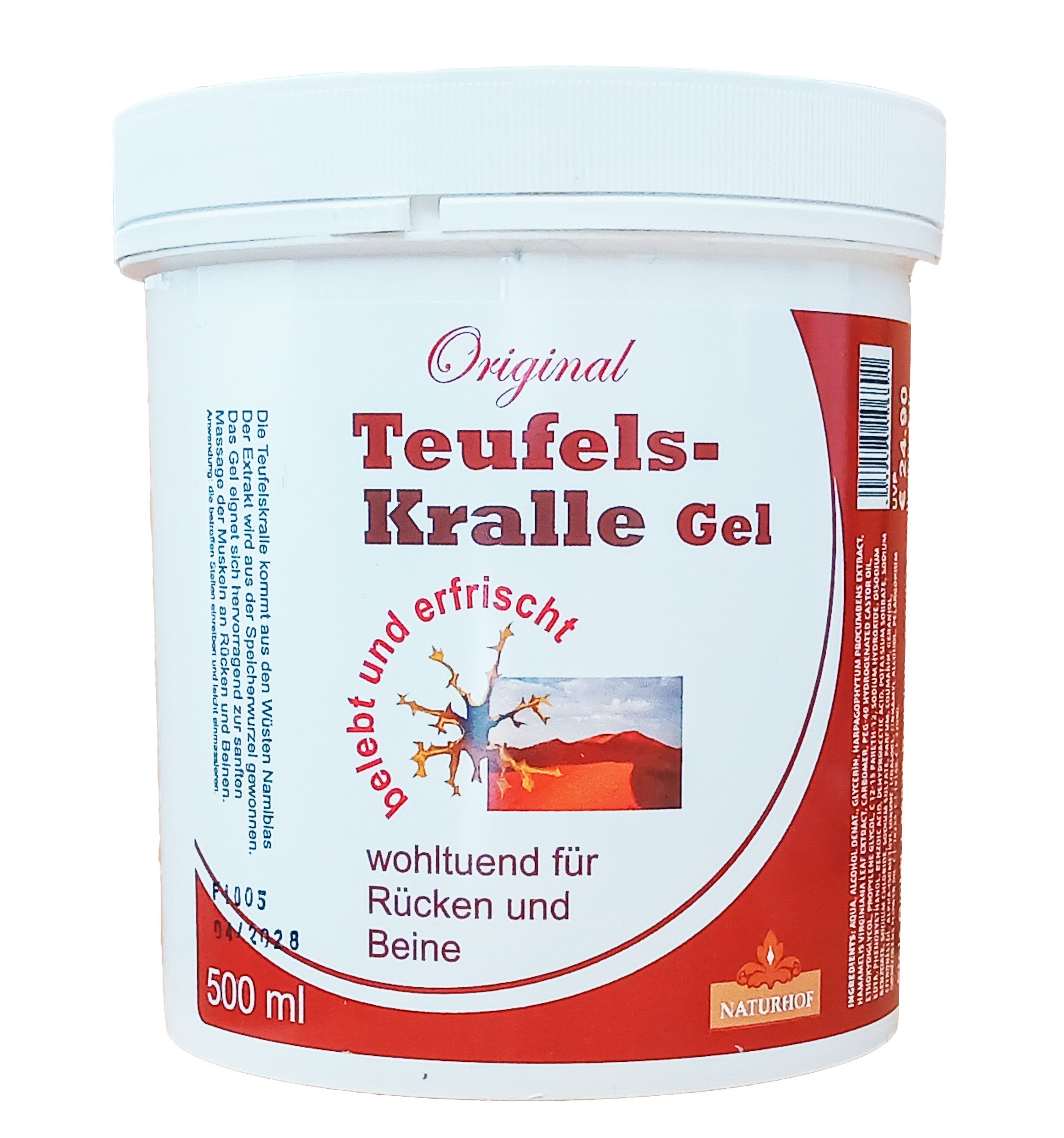 Naturhof Körpercreme TEUFELSKRALLEN GEL 500ml erfrischt wohltuend für Rücken Beine 01, Massage Massagegel Körperpflege Pflege Creme