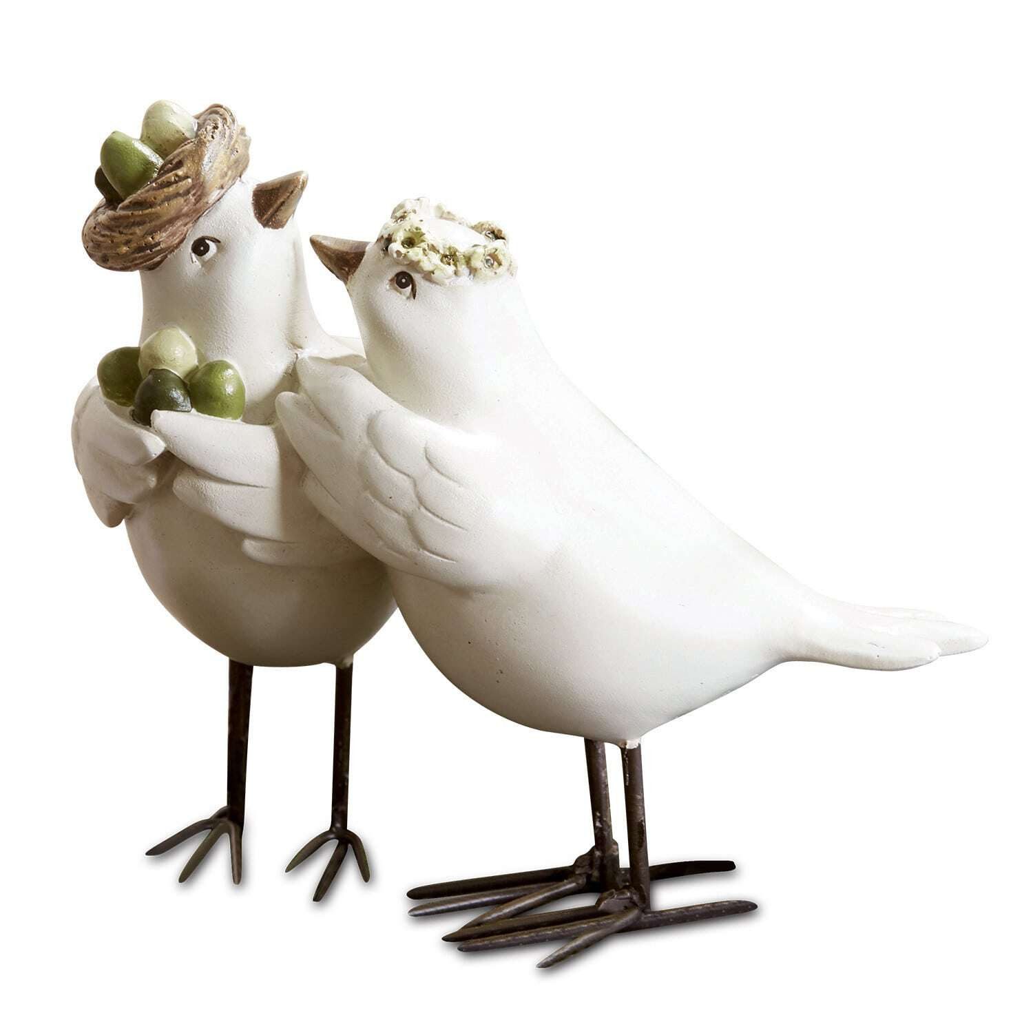 Osterfigur Vogelpaar Orne weiß