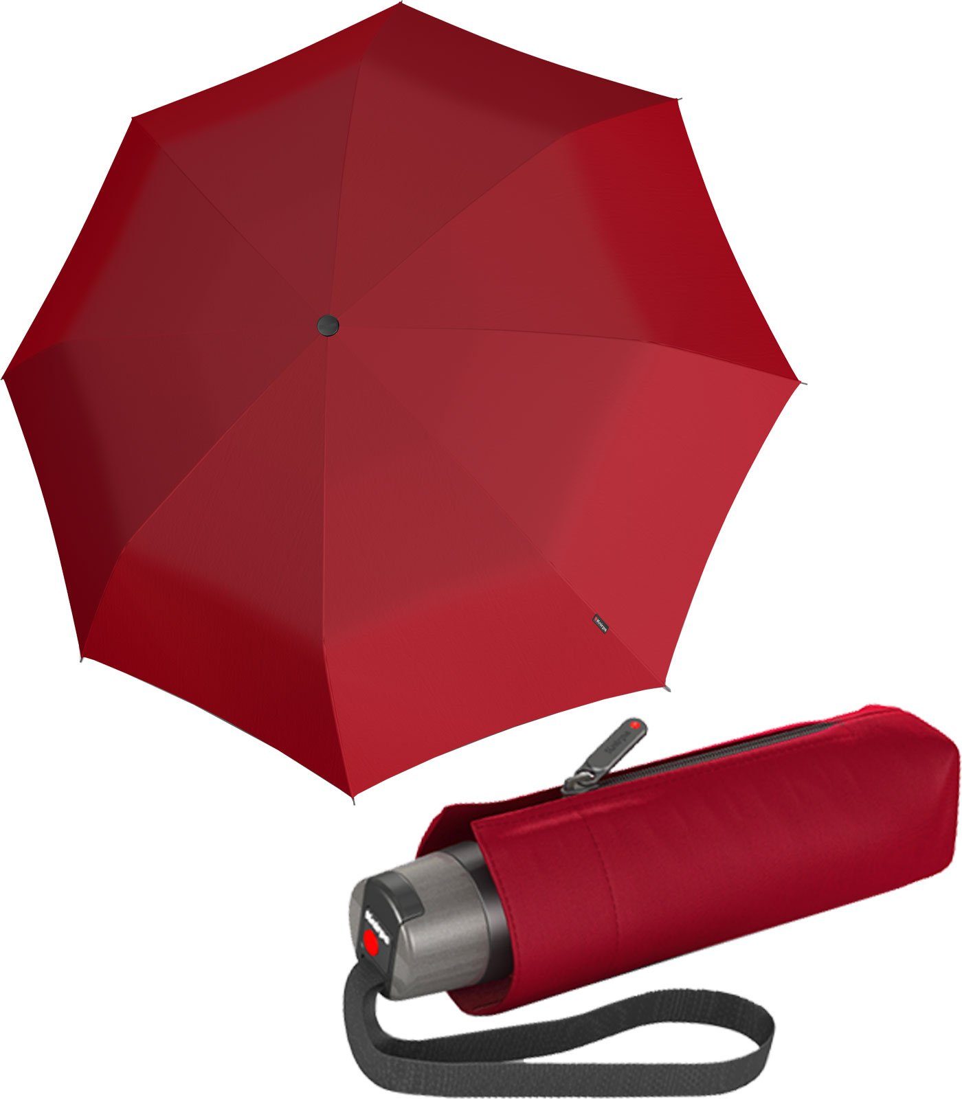 Knirps® Taschenregenschirm leichter, besonders kompakter Schirm für Damen, sehr klein und leicht, ein guter Notfallschirm rot