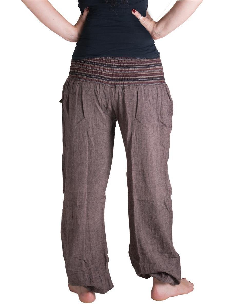 Vishes Haremshose Chino super handewebtem Bund Haremshose mit steinbraun Pumphose, Stoff mit elastischem Pluderhose