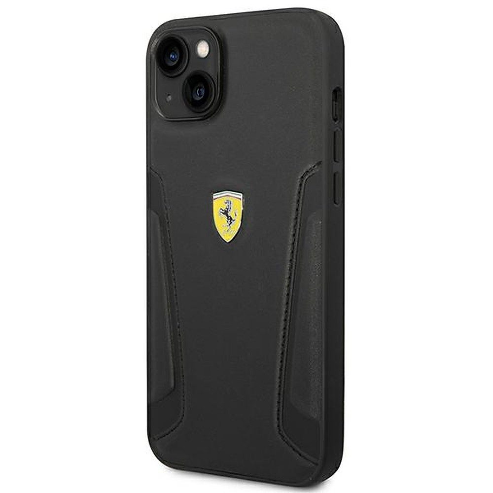 Ferrari Handyhülle Hartschale Lederhülle 6,7, Echtleder, Ferrari-Lizenz, Steppnaht, Hartschale