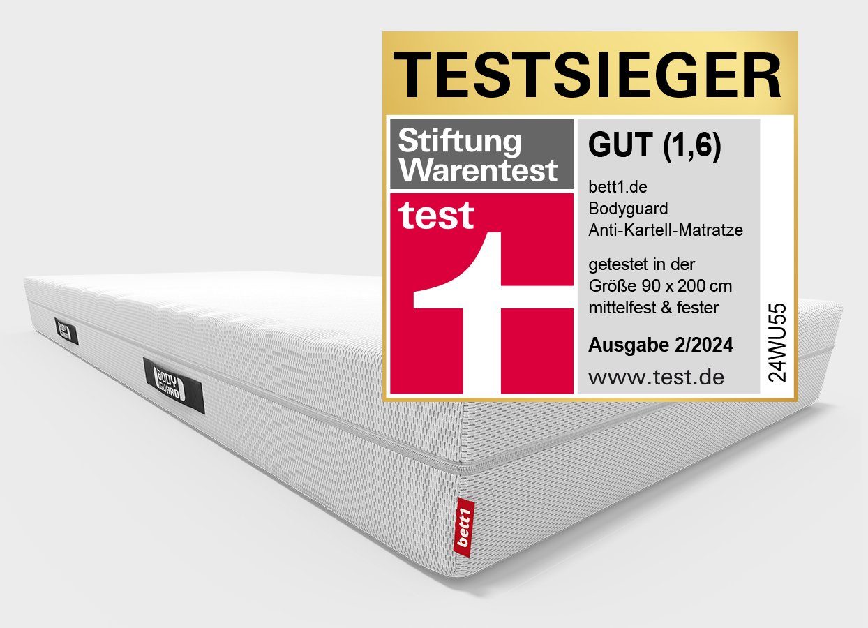 Kaltschaummatratze BODYGUARD Anti-Kartell-Matratze, bett1.de, 18.5 cm hoch, atmungsaktiver HyBreeze® Funktionsbezug