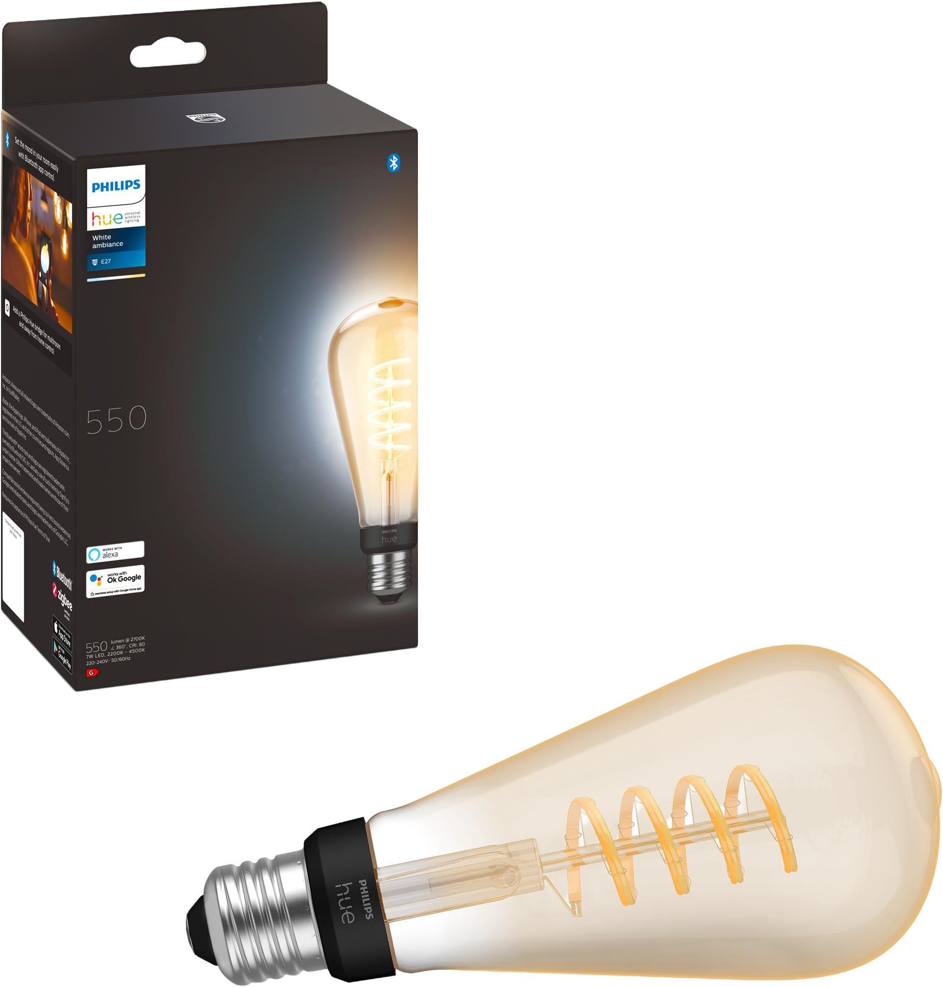 Philips Hue LED-Filament White Ambiance Giant Edison ST72 3550lm, E27, 1 St., Farbwechsler