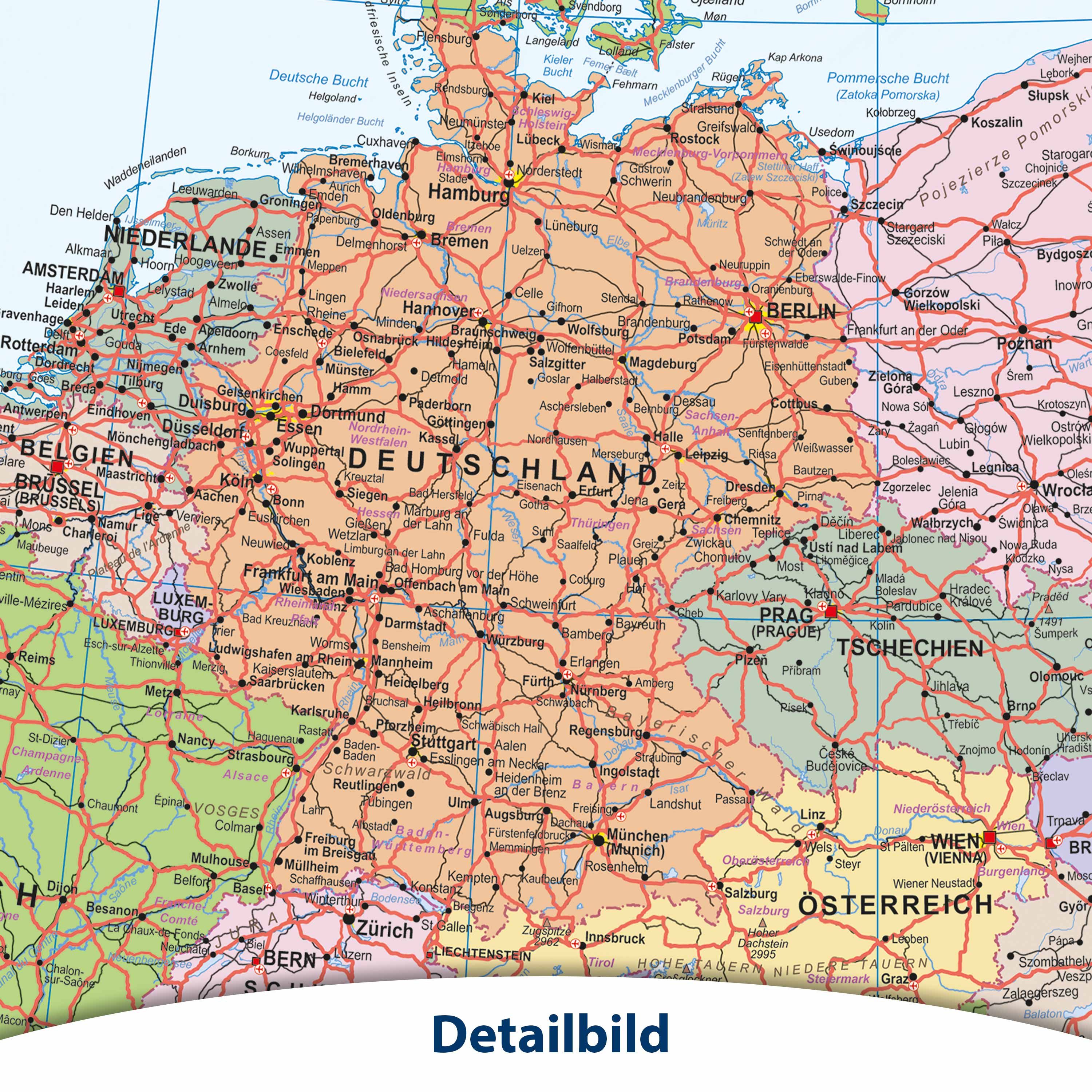 Interkart Landkarten & Globen GmbH Poster Europakarte - Deutsch - Politisch - Mit Flaggen - Stand 2026, Oberflächen beschichtetes Poster