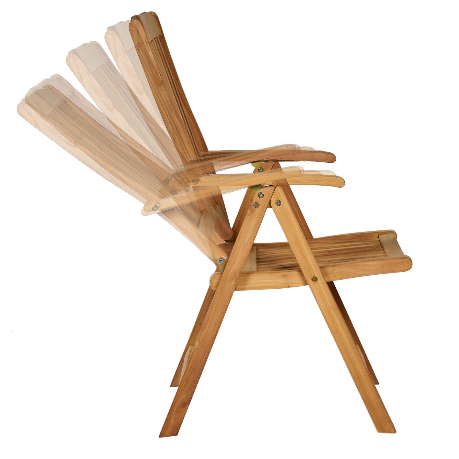Wetterfest Holz Klappbar Garland 150-200cm (5-tlg), Tisch Ausziehbar Stühle Sitzgruppe Bari, Teak