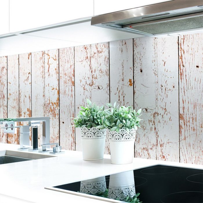 DRUCK-EXPERT Küchenrückwand Küchenrückwand Bretterwand Hell Premium Hart-PVC 0 4 mm selbstklebend - Direkt auf die Fliesen