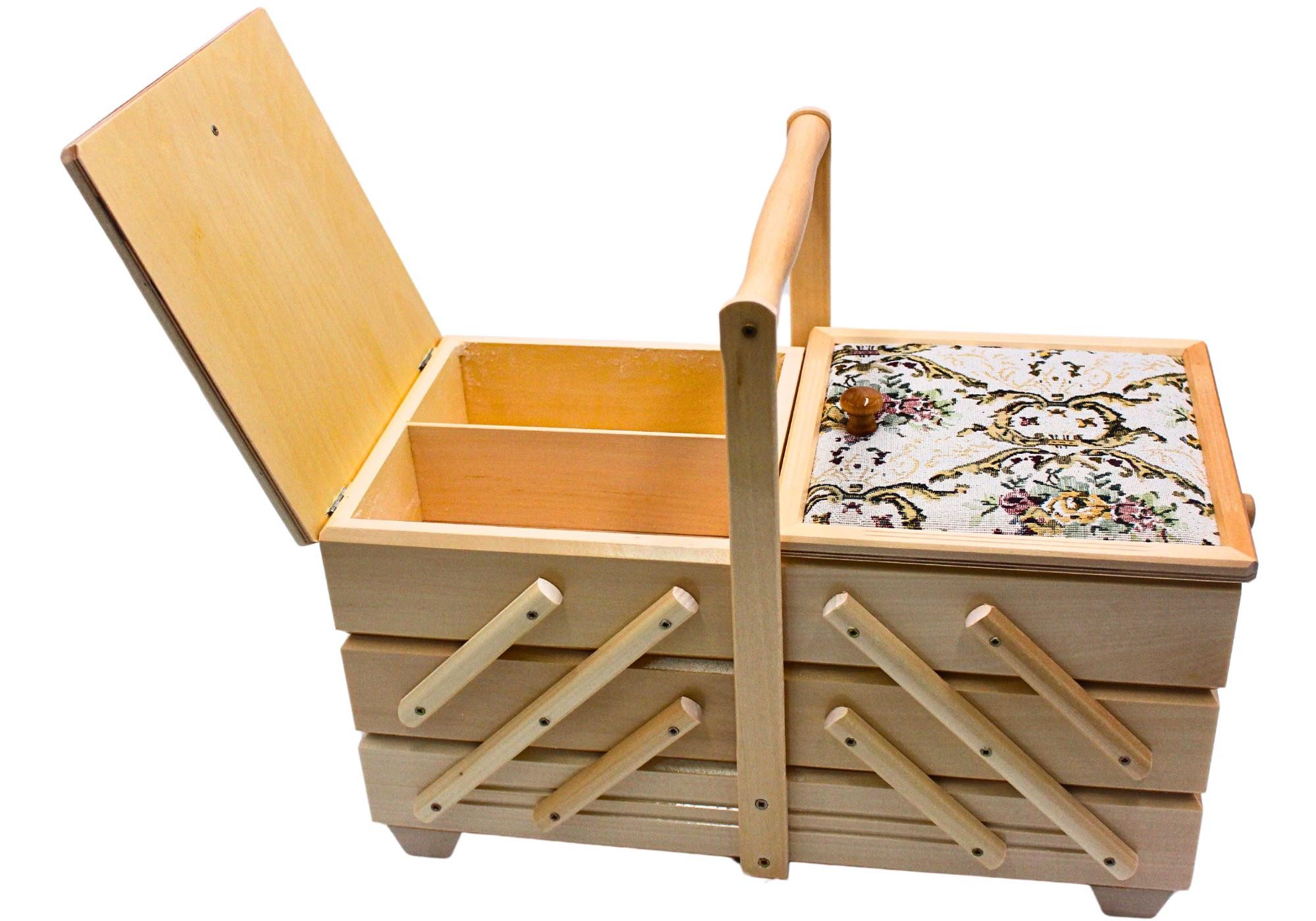 Dekohelden24 Nähkorb Hochwertiger Nähkasten, Nähkästchen aus Furnierholz, cm
