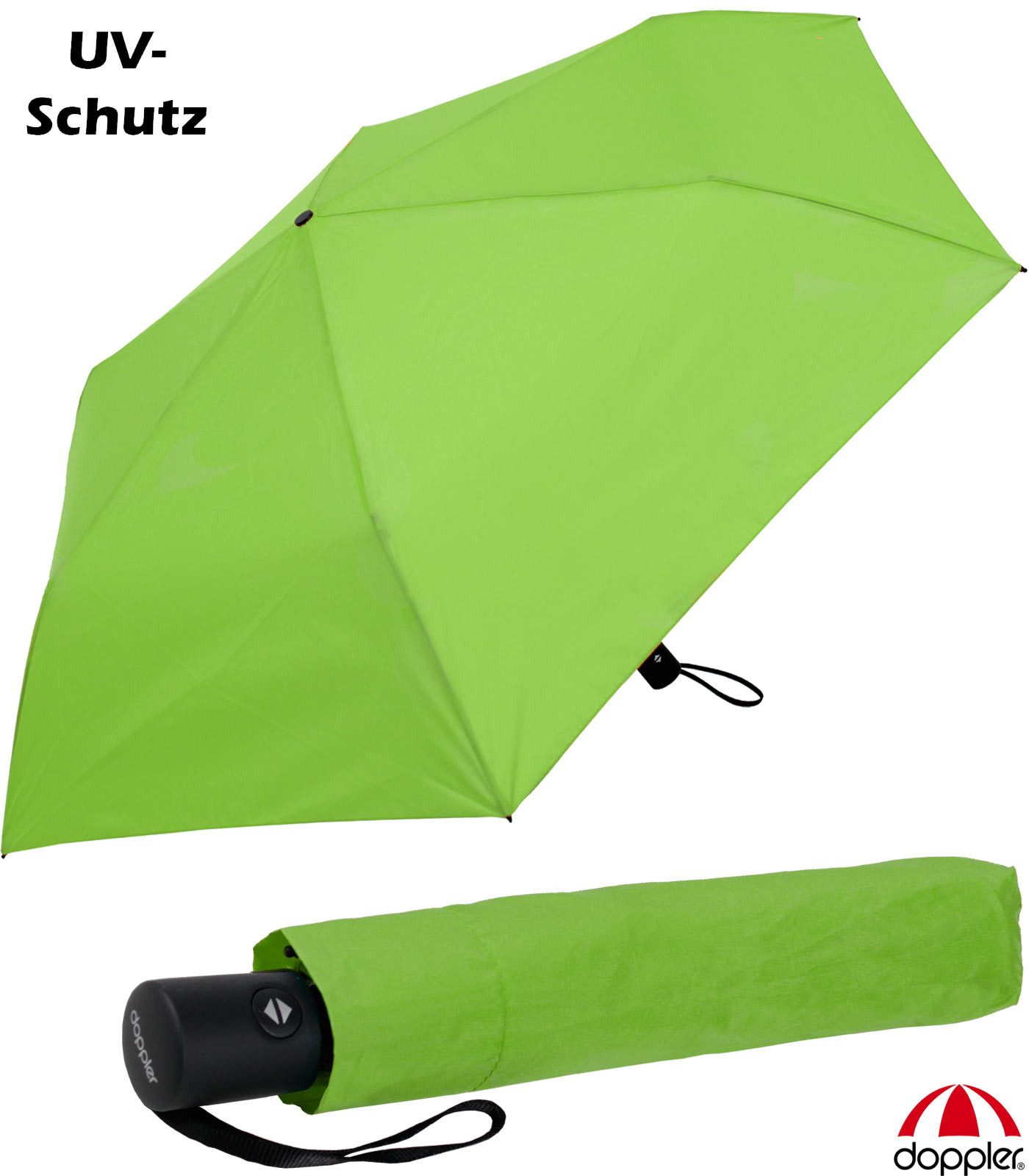 doppler® Taschenregenschirm zero magic, sehr leichter mini Schirm - peppy lime, mit Auf-Zu-Automatik und UV-Schutz-Beschichtung