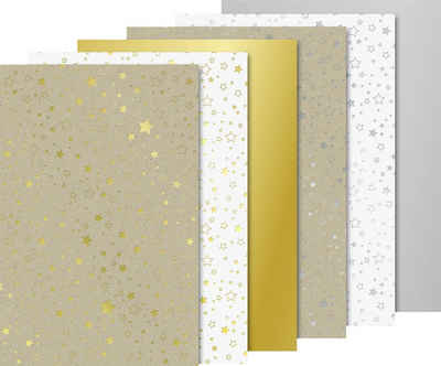 Heyda Motivpapier »Sterne«, Gold/Silber DIN A4