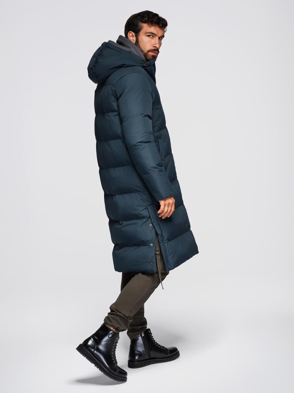OMBRE Wintermantel Klassische lange Herrenjacke mit Kapuze