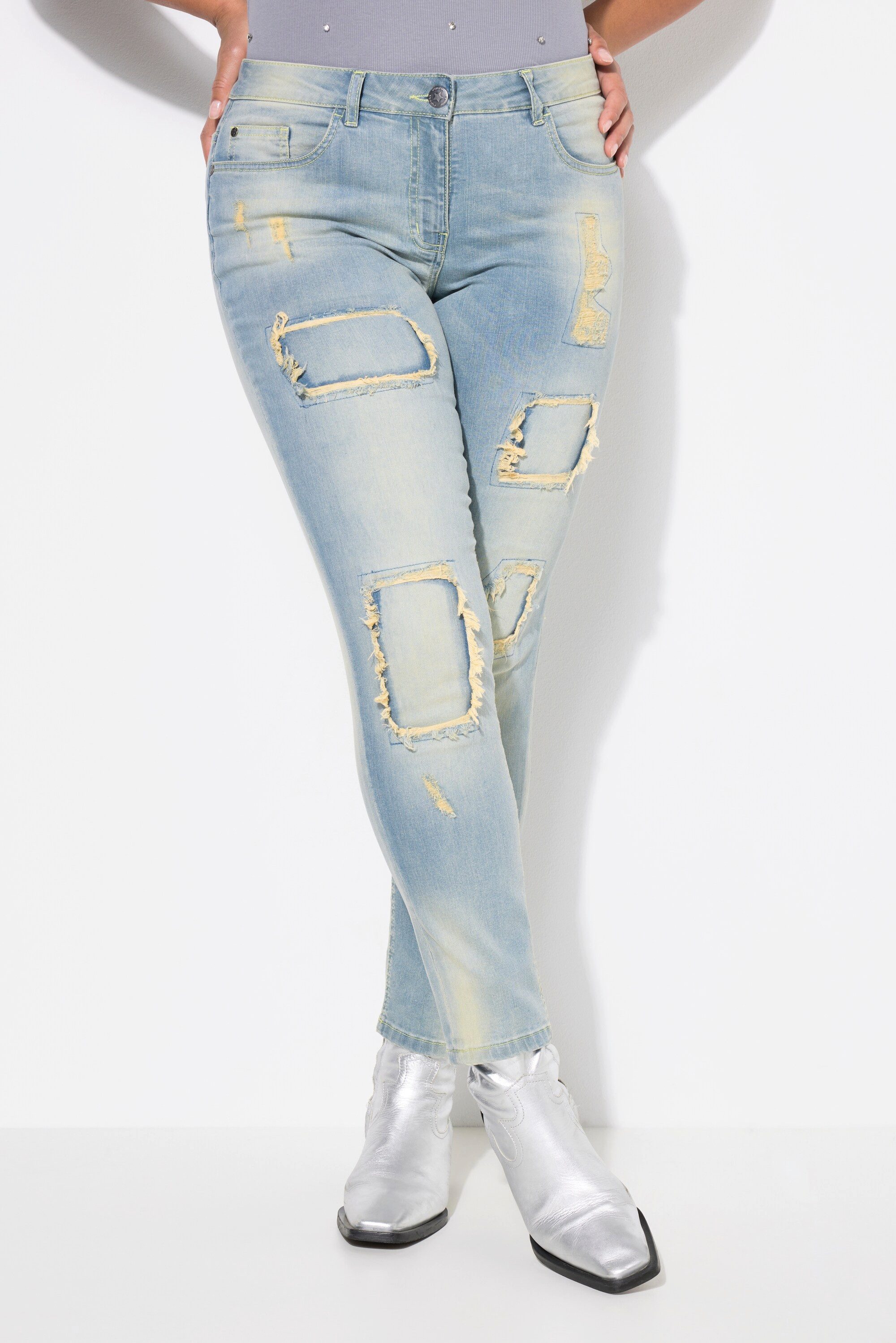 Angel of Style Röhrenjeans Jeans Emma Slim Fit destroyed beiger Denim günstig online kaufen