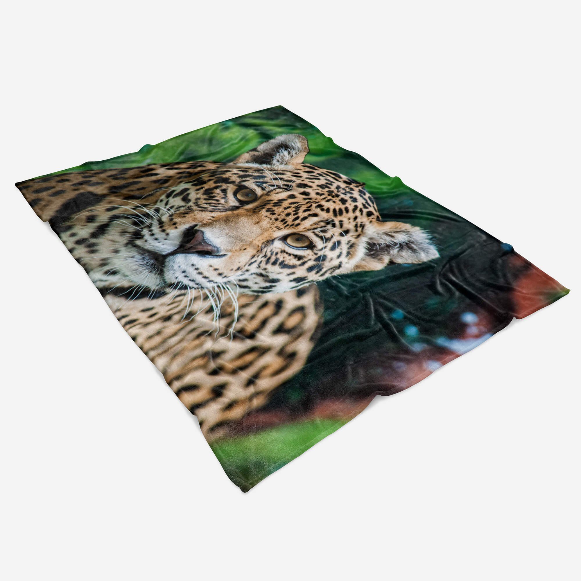 Raubkatze, Art Kuscheldecke Handtuch (1-St), Baumwolle-Polyester-Mix mit Sinus Jaguar Tiermotiv Handtücher Saunatuch Strandhandtuch Handtuch
