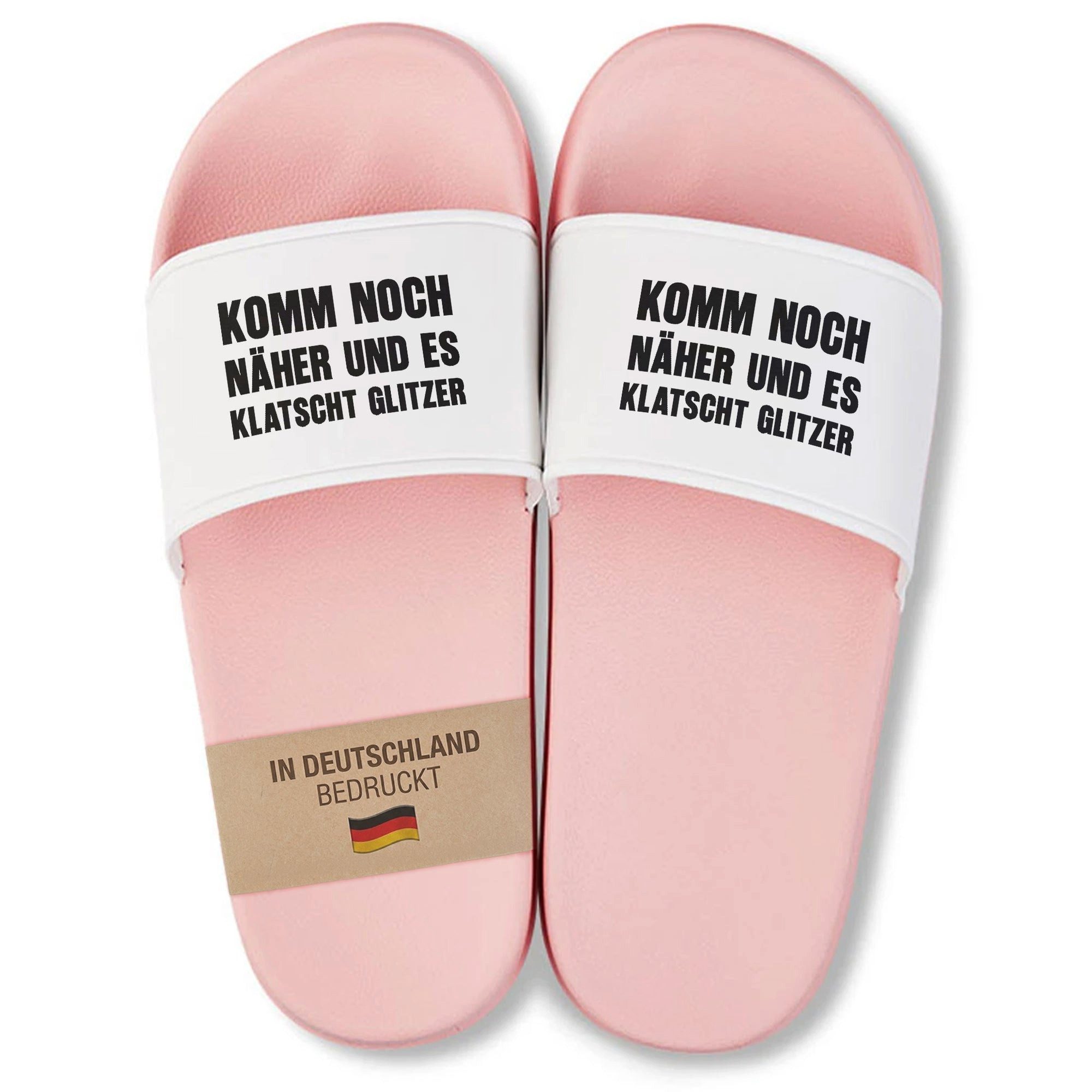 22Feels Badelatschen Damen Pink Glitzer Spruch Geschenk Sommer Urlaub Badepantolette IN DEUTSCHLAND BEDRUCKT
