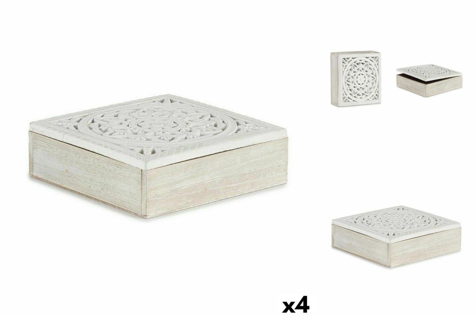 Gift Decor Dekoobjekt Dekorative Box 4 Holz cm 22 22 x 7,5 x Weiß Stück
