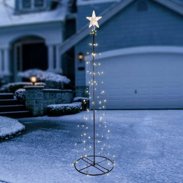 MARELIDA LED Baum LED Lichterbaum mit Stern Weihnachtsbaum 1,2m 70 LED Außen Terrasse, LED Classic, warmweiß (2100K bis 3000K)
