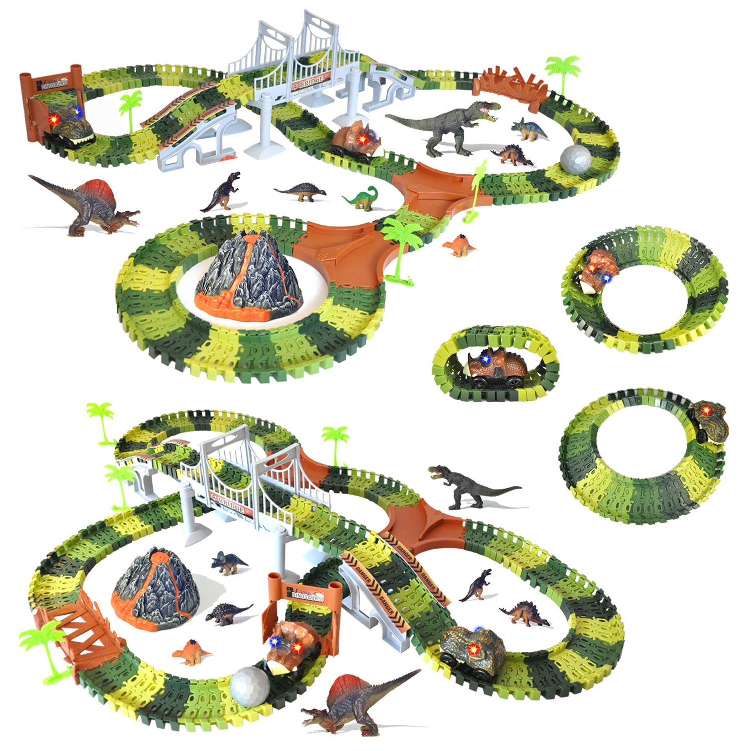 DINO SONO Spielzeug-Rennwagen Vulkan Dino Rennbahn Spielzeug Schiene Gesche günstig online kaufen