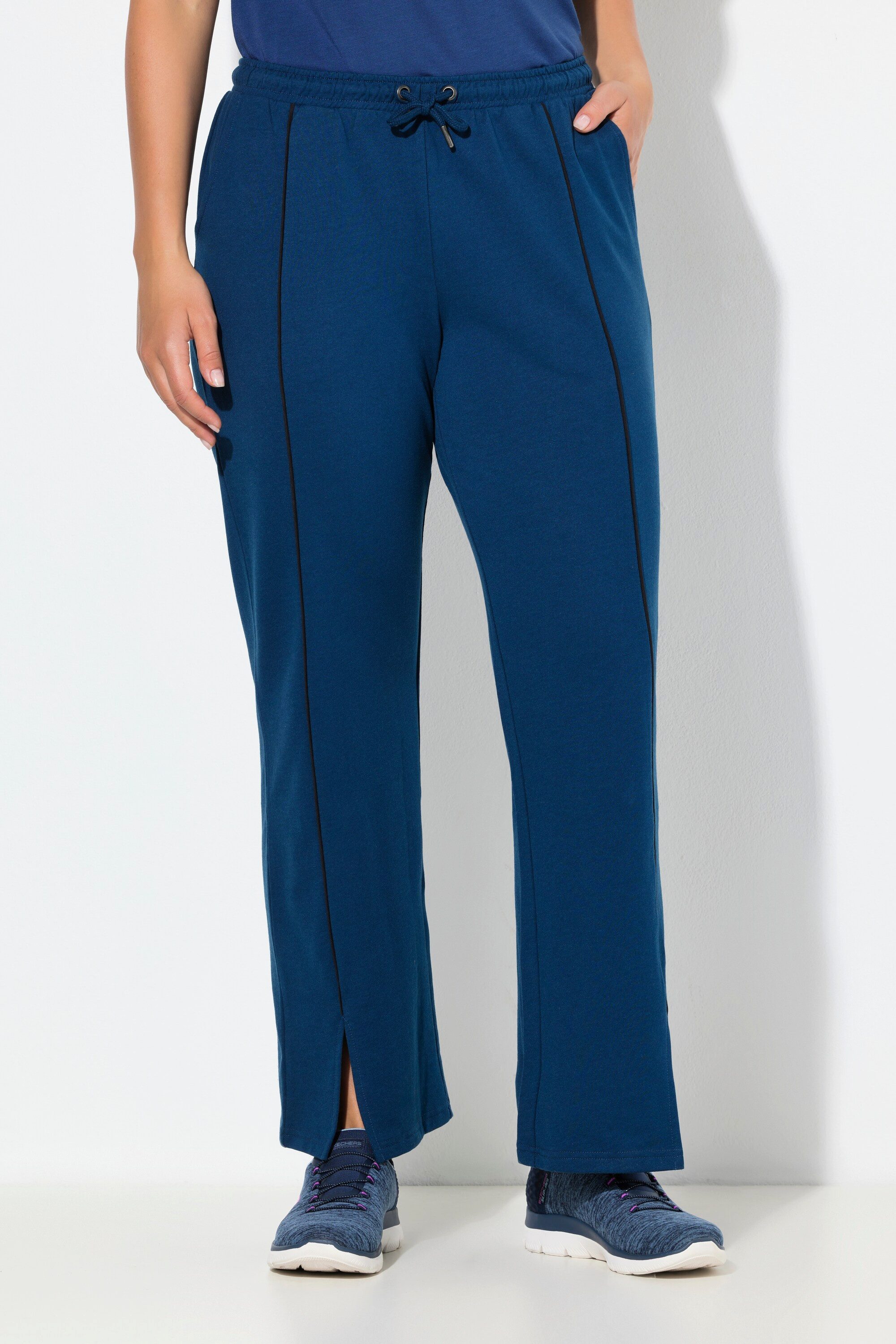 Ulla Popken Jogginghose Jogginghose Paspeln gerades Bein Elastikbund