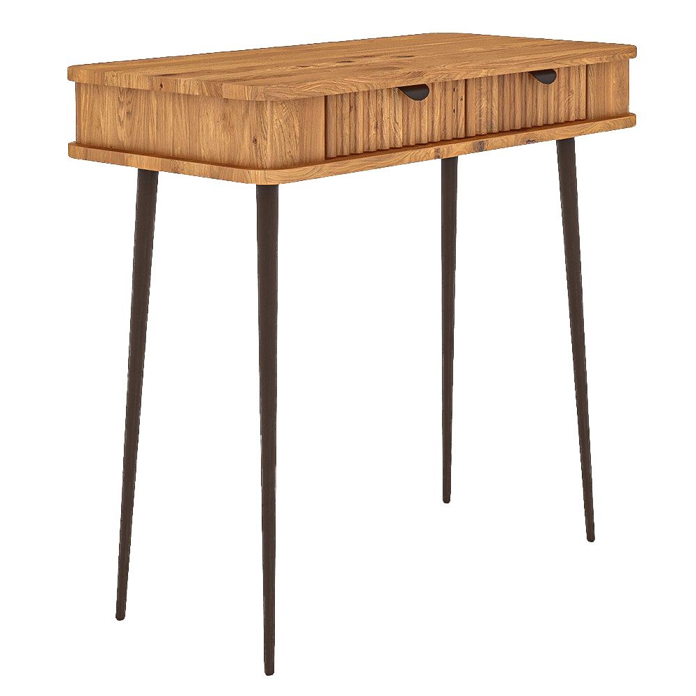 Lomadox Schminktisch KABALA-165, in Eiche massiv geölt, gerillte Front, montiert