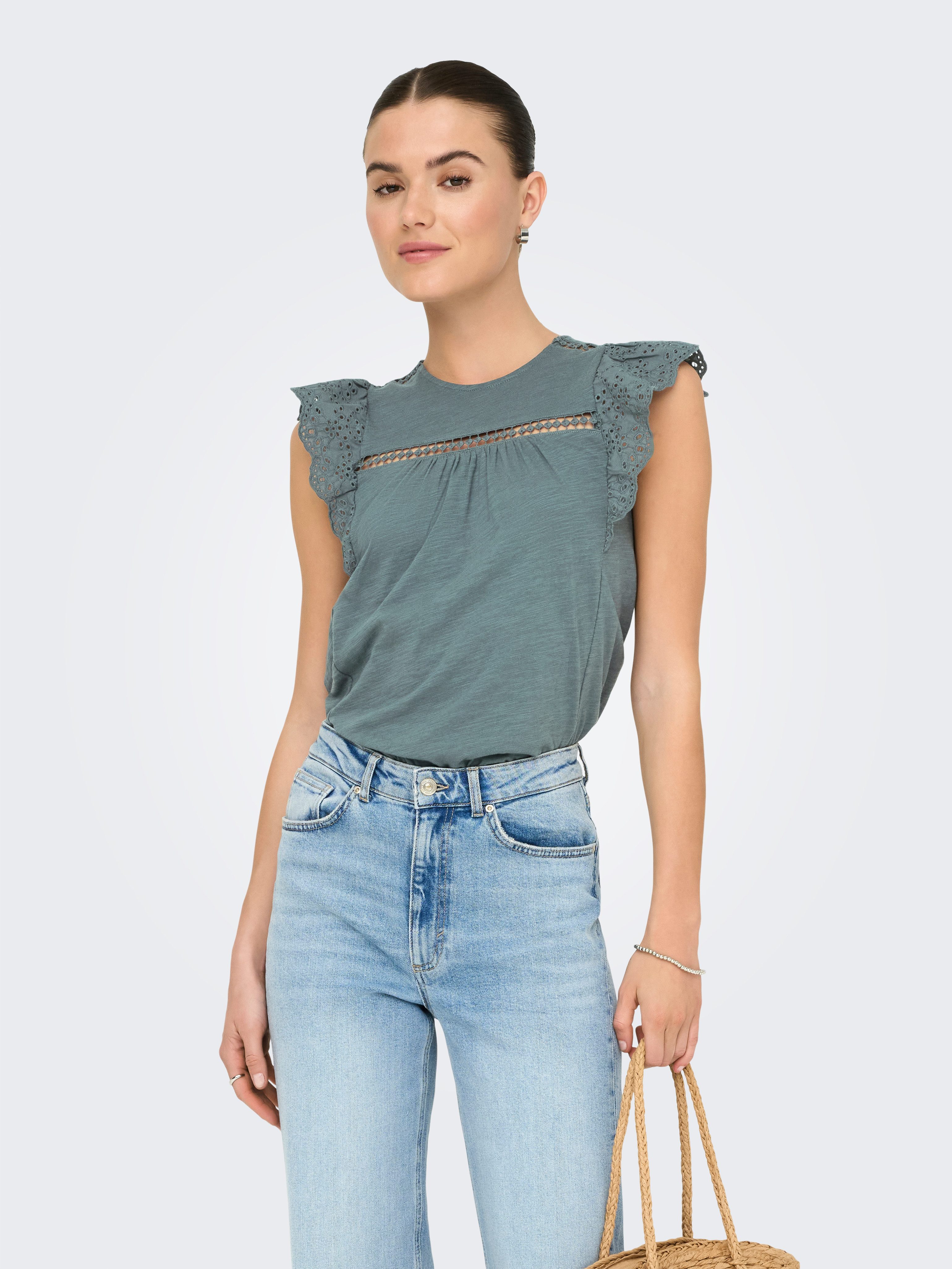 ONLY Kurzarmshirt ONLLEA S/L FRILL MIX TOP JRS günstig online kaufen