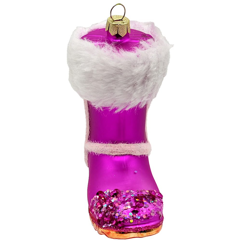 Holly & Jolly Christbaumschmuck Winterstiefel, pink 9 x 9cm Glasornament (1-tlg), handbemalt