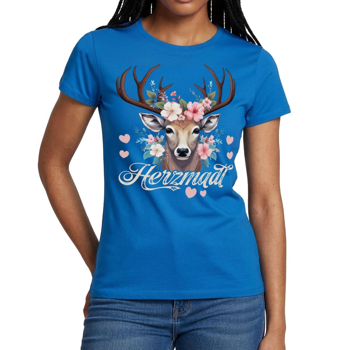 Spreadshirt T-Shirt Herzmadl Trachtenshirt Volksfest Tracht Ersatz Frauen T-Shirt (1-tlg) Slim Fit, fällt klein aus