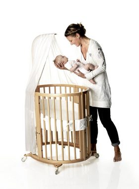 Bettnestchen Sleepi Mini – Ovales Babynest aus Baumwolle & Leinen – Zubehör für das Stokke Sleepi Mini Kinderbett – Farbe: Weiß