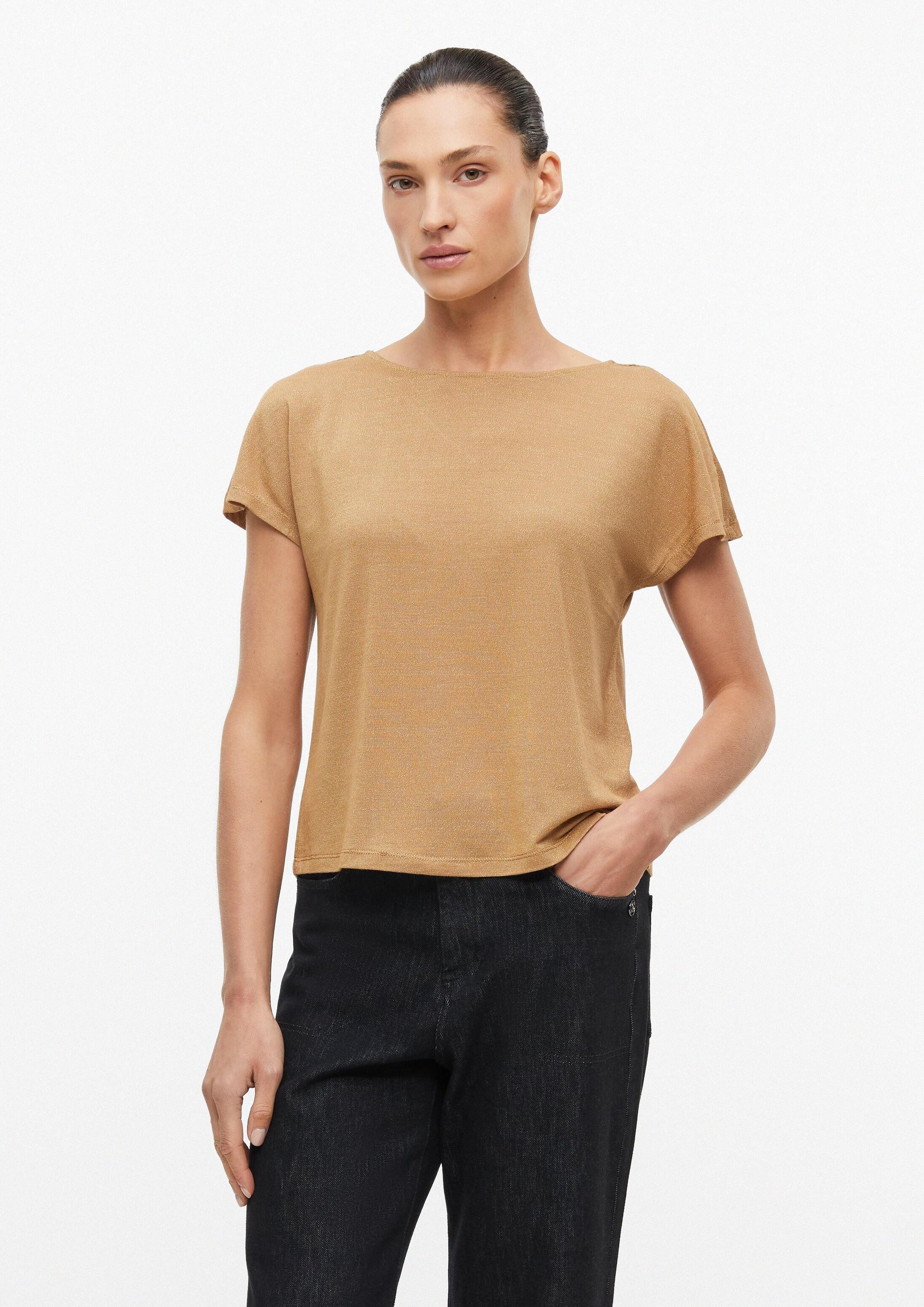 s.Oliver Kurzarmshirt T-Shirt Schimmerndes Jersey-T-Shirt mit Rückenausschnitt