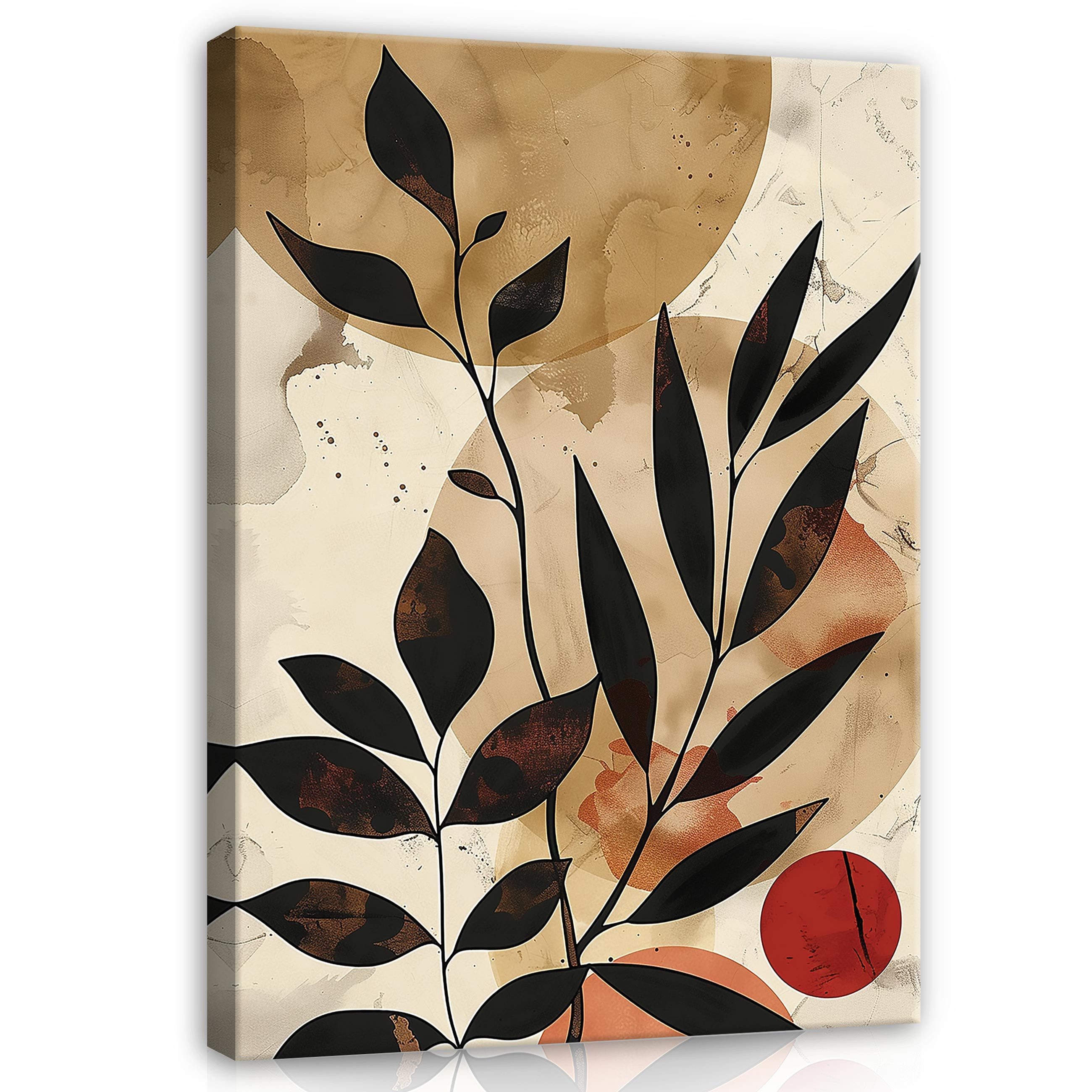 Wallarena Leinwandbild Boho Blätter Abstrakt Kunst Wandbild XXL Leinwandbil günstig online kaufen