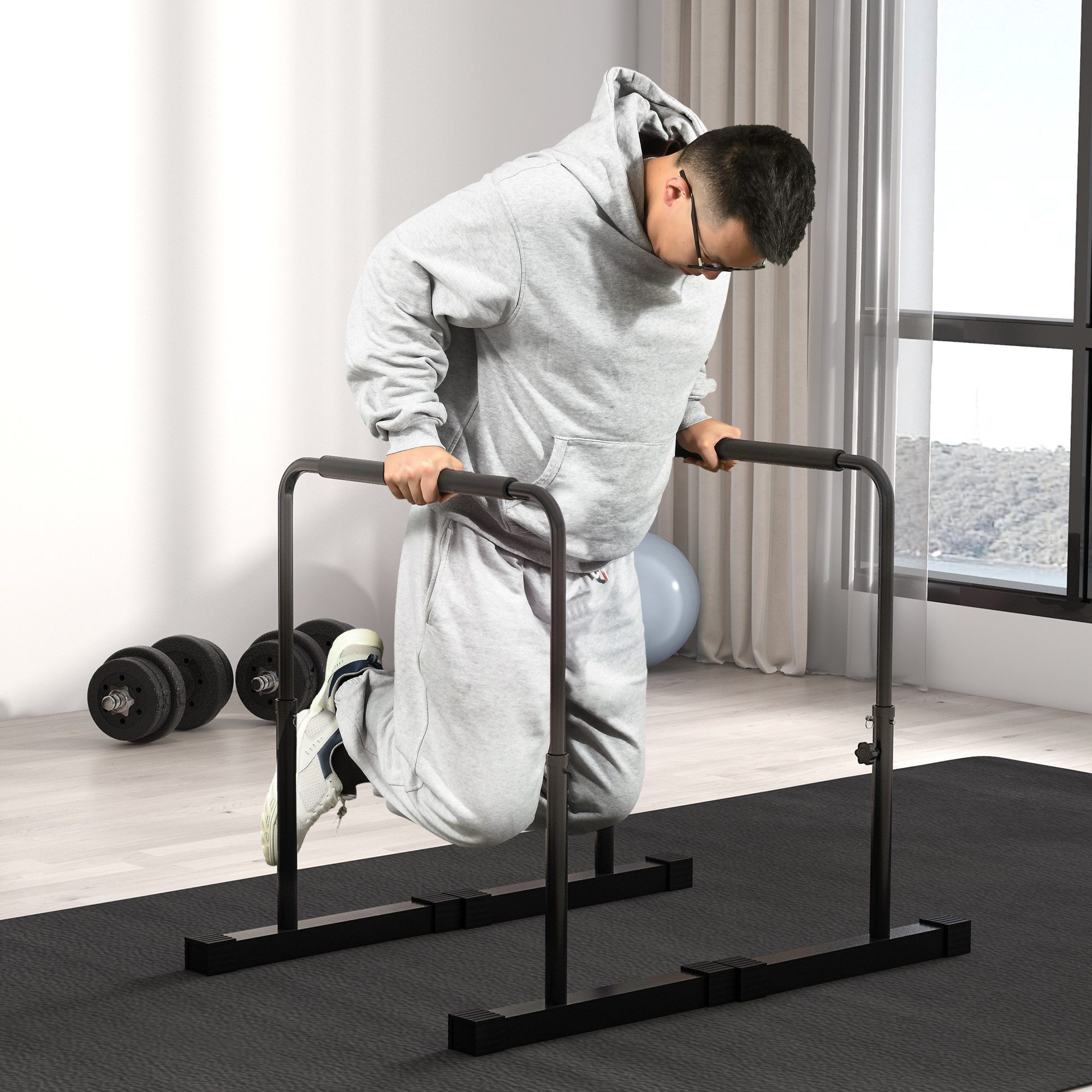 Liegestützgriffe 2er Set 80-100 cm Höhenverstellbar Push up Bars