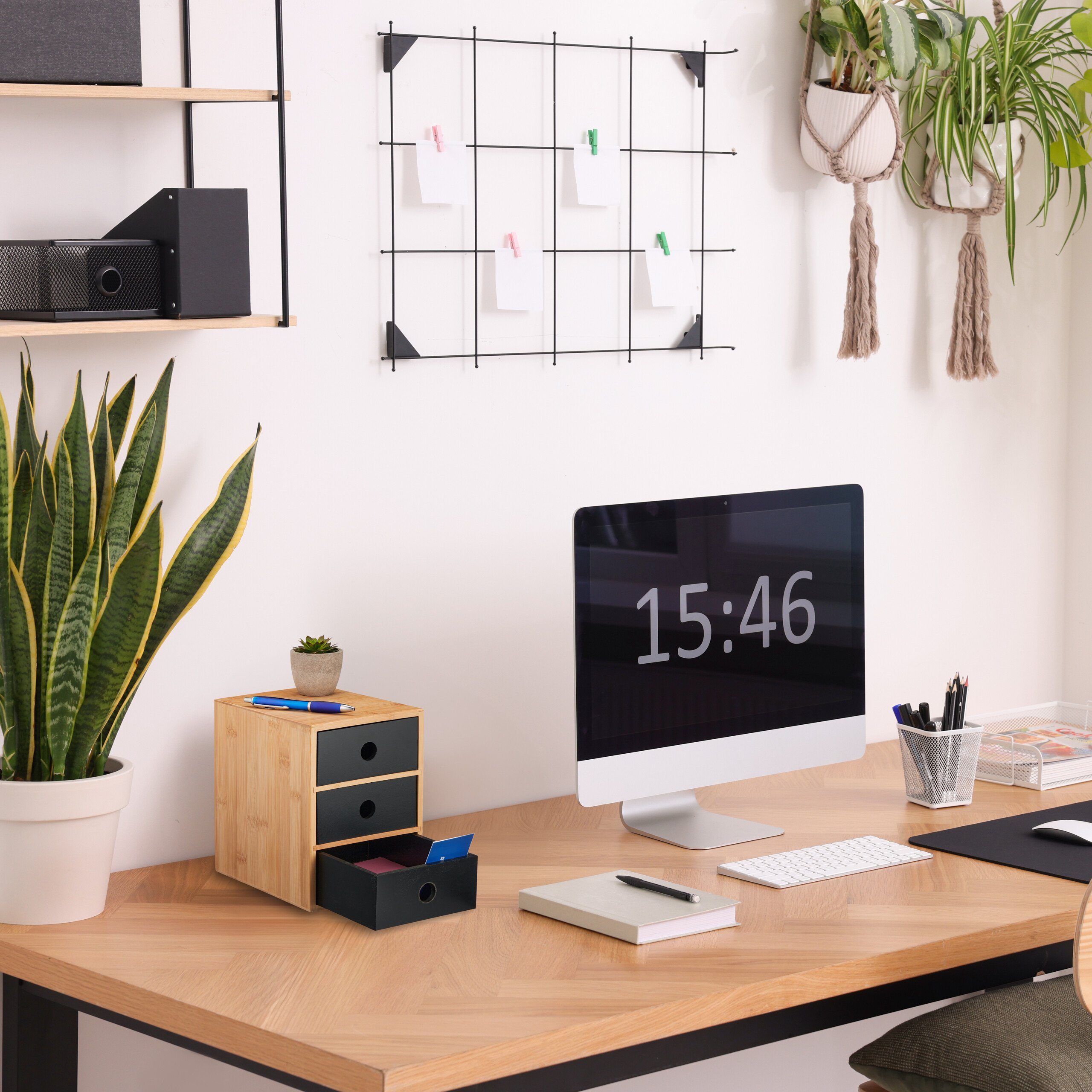 relaxdays Schreibtischaufsatz Schreibtisch Organizer mit 3 günstig online kaufen