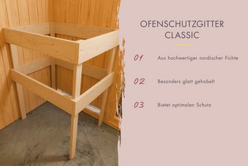 Karibu Saunahaus Klaas, BxTxH: 196 x 196 x 228 cm, 38 mm, (Set) Milchglastür, Ofen 9 kW Bio externe Strg easy