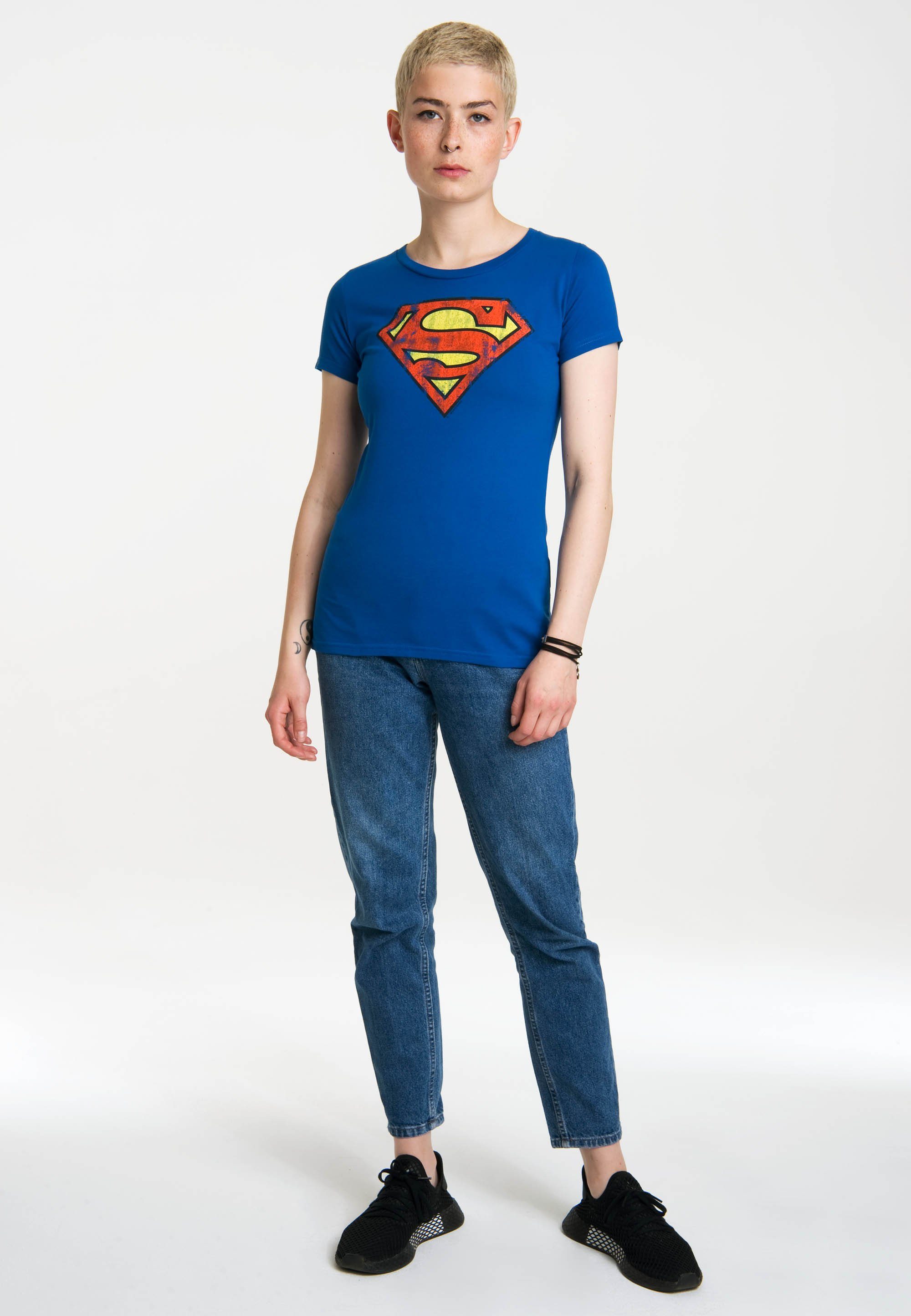 klassischem Print T-Shirt mit LOGOSHIRT Superman