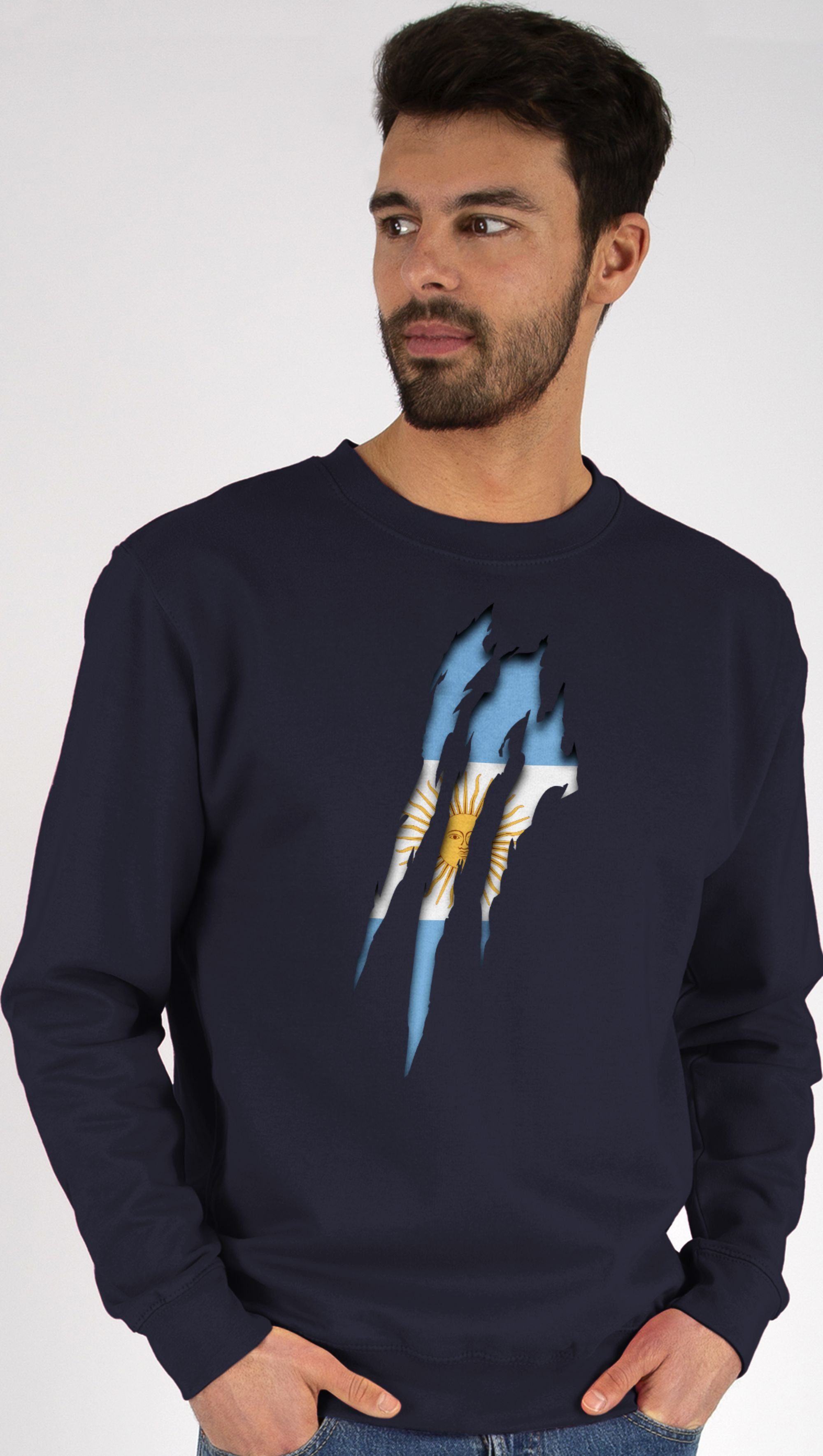 Shirtracer Sweatshirt Argentinien Fussball Krallenspuren (1-tlg) 2024 Dunkelblau EM 3
