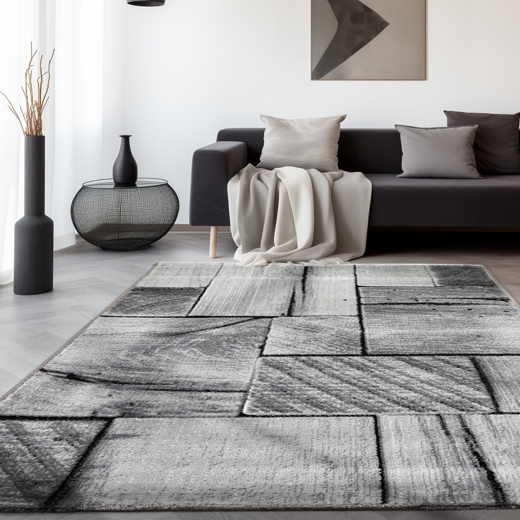 SIMPEX24 Designteppich 3D-Holz Design, Rechteckig, Höhe: 12 mm, Modern Kurz günstig online kaufen