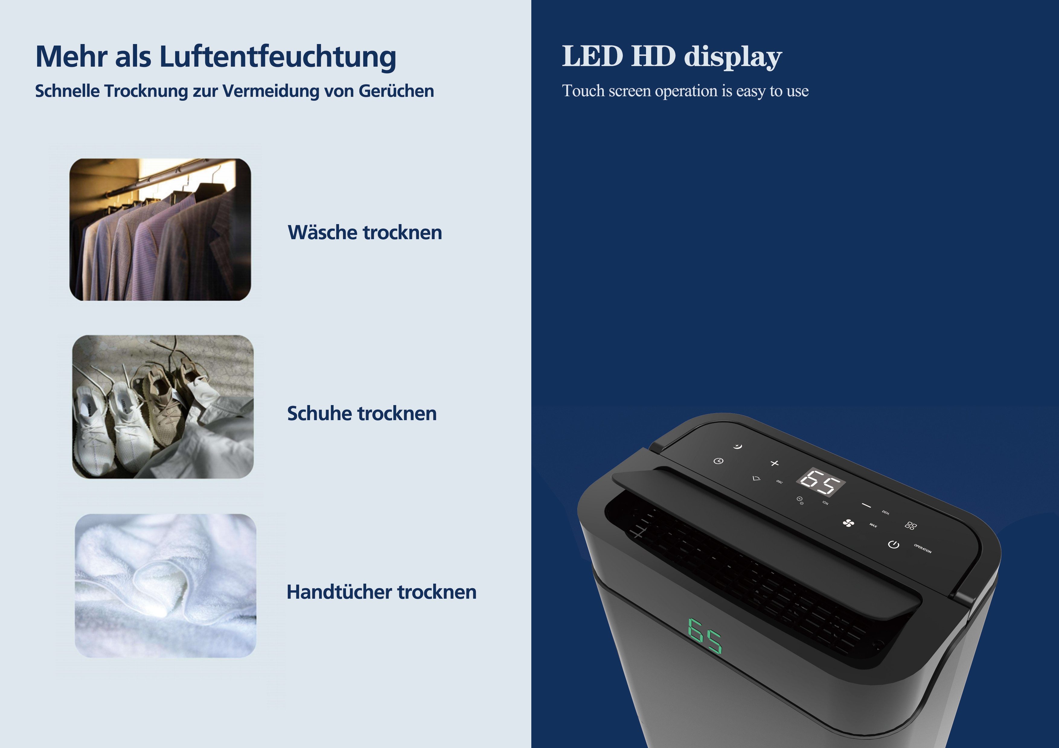 Hanseatic Luftentfeuchter Hanseatic 20L, 2in1 Entfeuchtung & Luftreinigung, Entfeuchtung 20 l/Tag, inkl. 3 Jahre Herstellergarantie – Bild 2 von 5