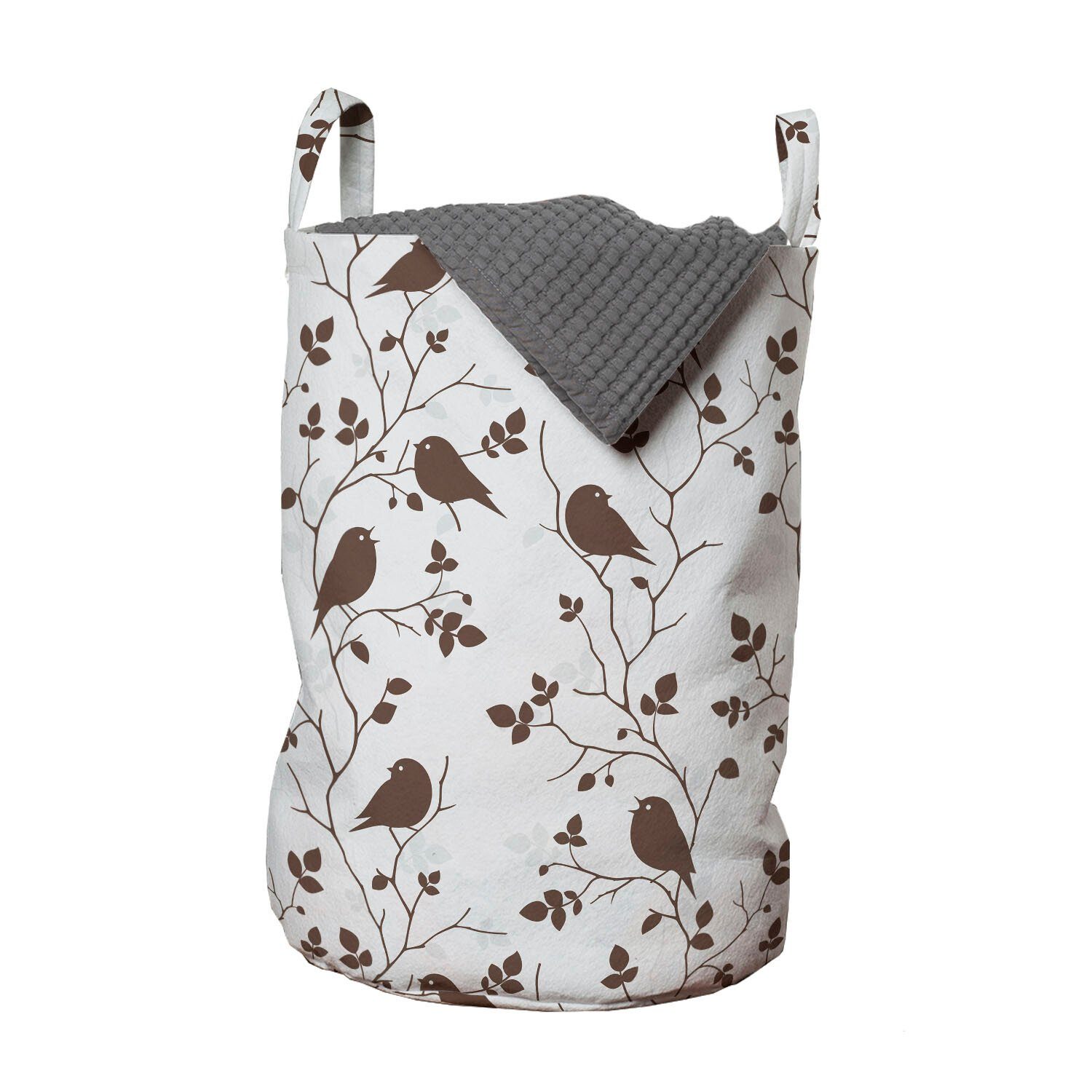 Abakuhaus Wäschesäckchen Wäschekorb mit Griffen Kordelzugverschluss für Waschsalons, Vögel Tweeting Kleine Sparrows