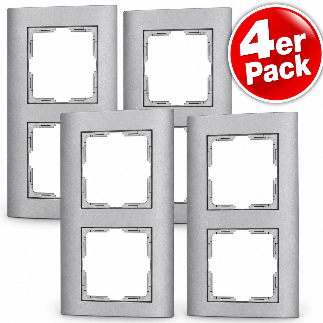 Kopp Abdeckrahmen 4X 2-Fach Abdeckrahmen für Schalter Steckdose Doppelrahmen Unterputz, Schalterrahmen Steckdosenrahmen Schalterrahmen Steckdosenrahmen