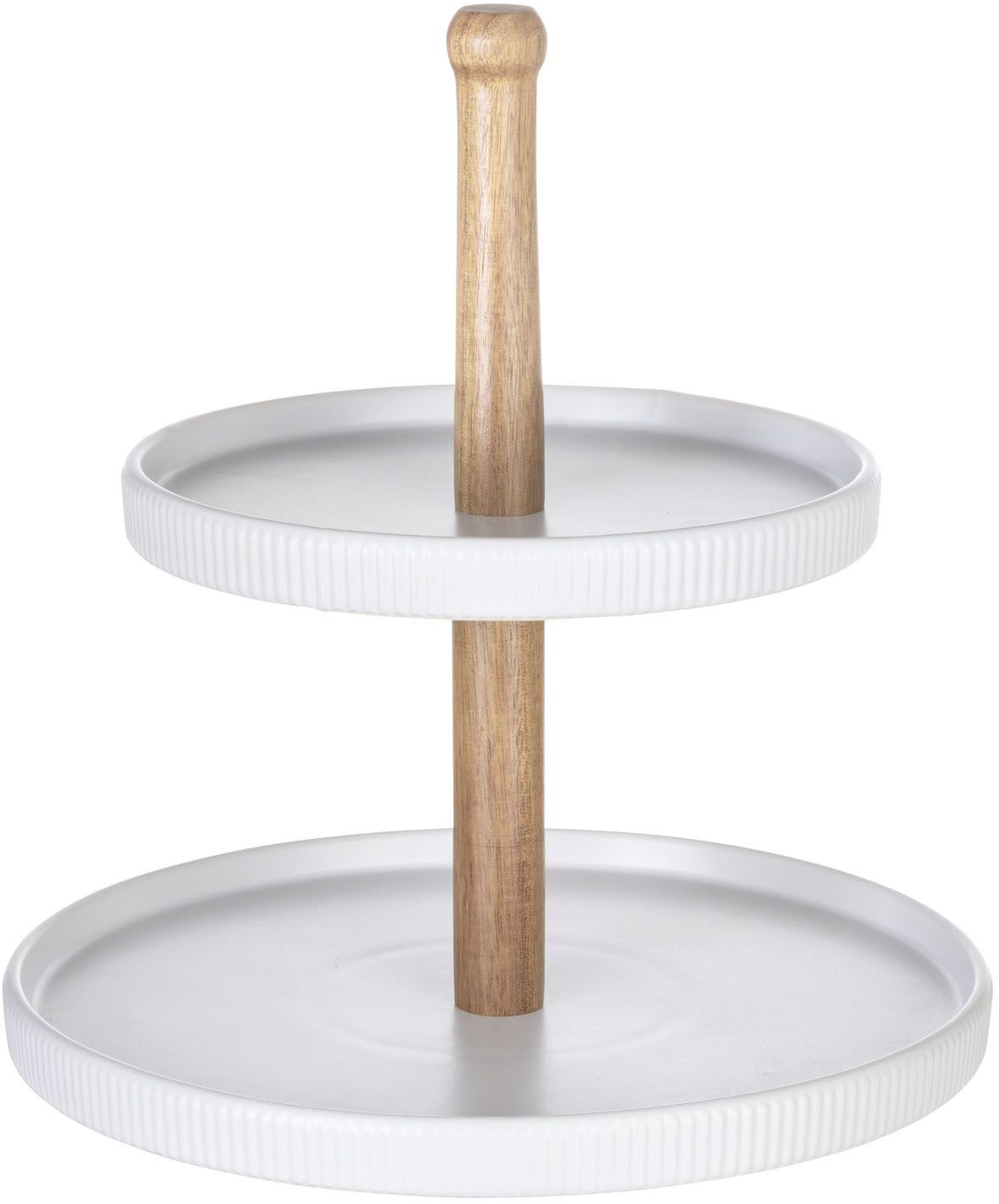 SCHÖNER WOHNEN-Kollektion Etagere Refia, Akazienholz, Massivholz, (1-tlg), Etagere mit elegantem Zylinderdesign und Holzakzenten
