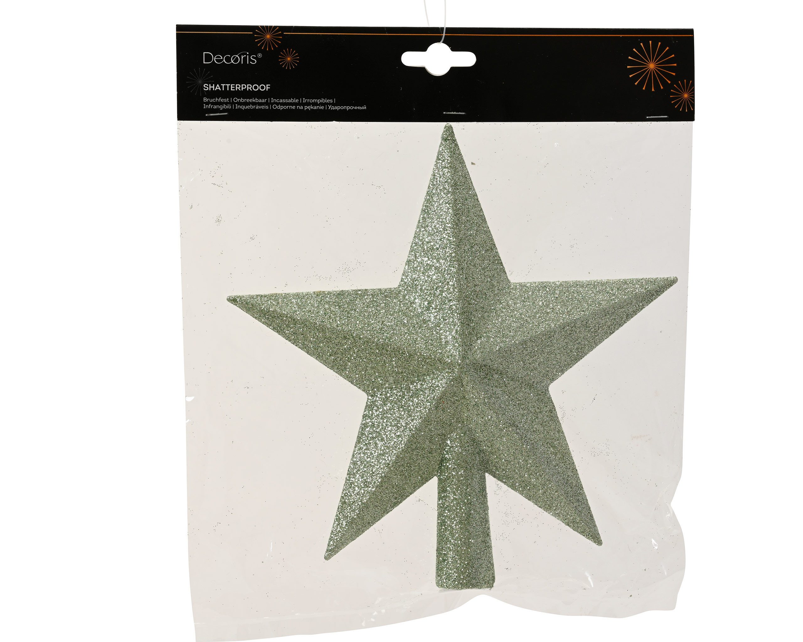 Kaemingk Christbaumspitze, Christbaumspitze Stern mit Glitzer 19cm Kunststoff - Matchagrün