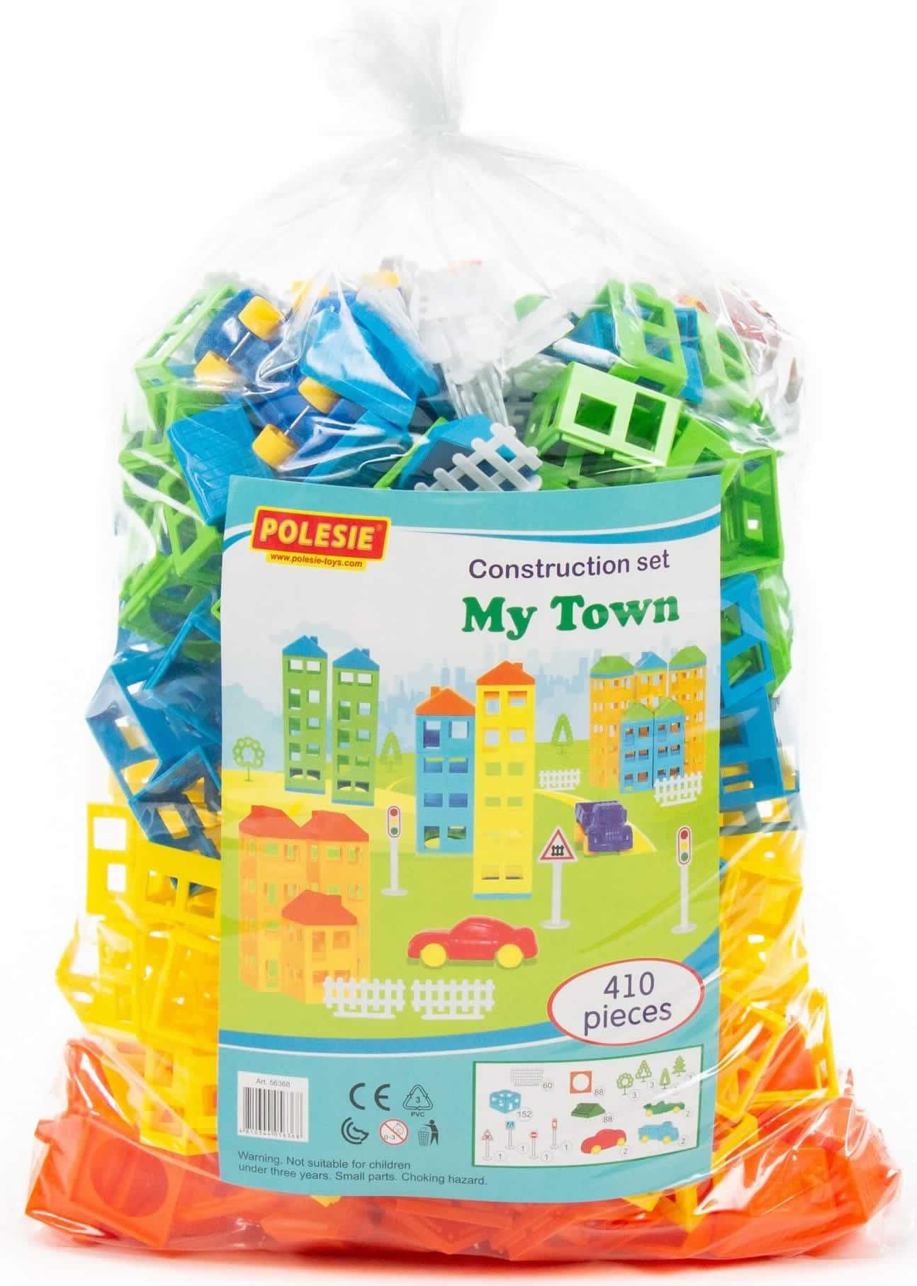 Polesie Konstruktionsset Meine Stadt 410-tlg. mit Haus-Bausätze Autos Bäume Spielbausteine, (410 St)