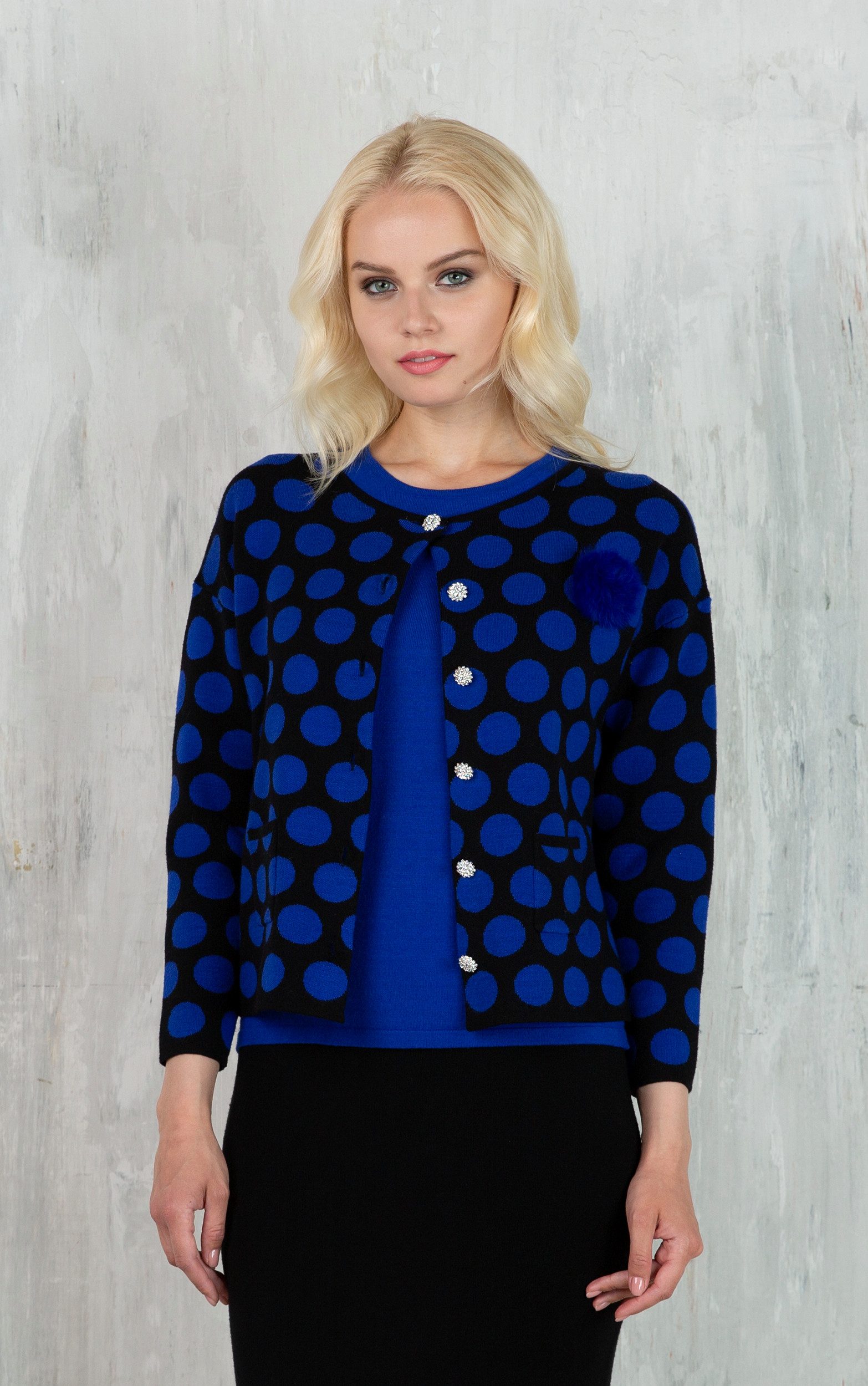 Passioni 2-in-1-Strickjacke Twinset mit Punktemuster günstig online kaufen