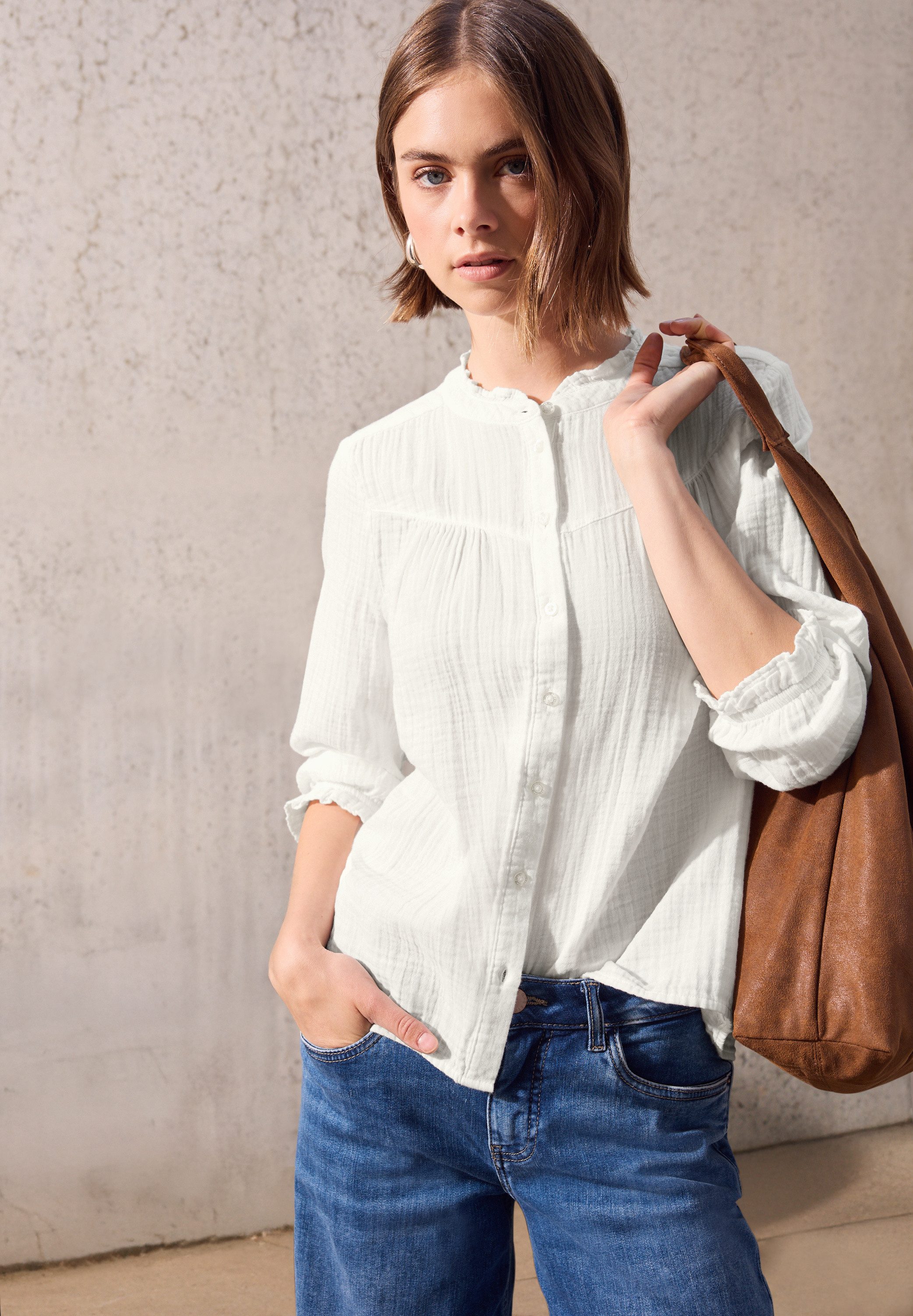 STREET ONE STUDIO Rüschenbluse mit 3/4 Ärmeln