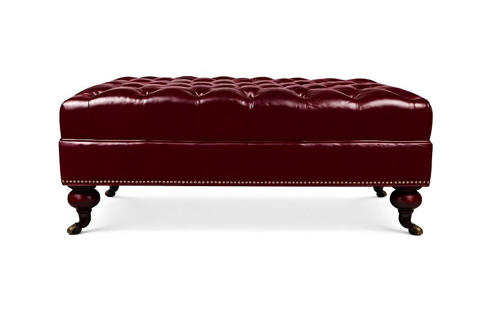 Xlmoebel Sitzbank Leder Luxuspolster Chesterfield Fußhocker Ottomane Sofort (1-St), Hergestellt In Europa