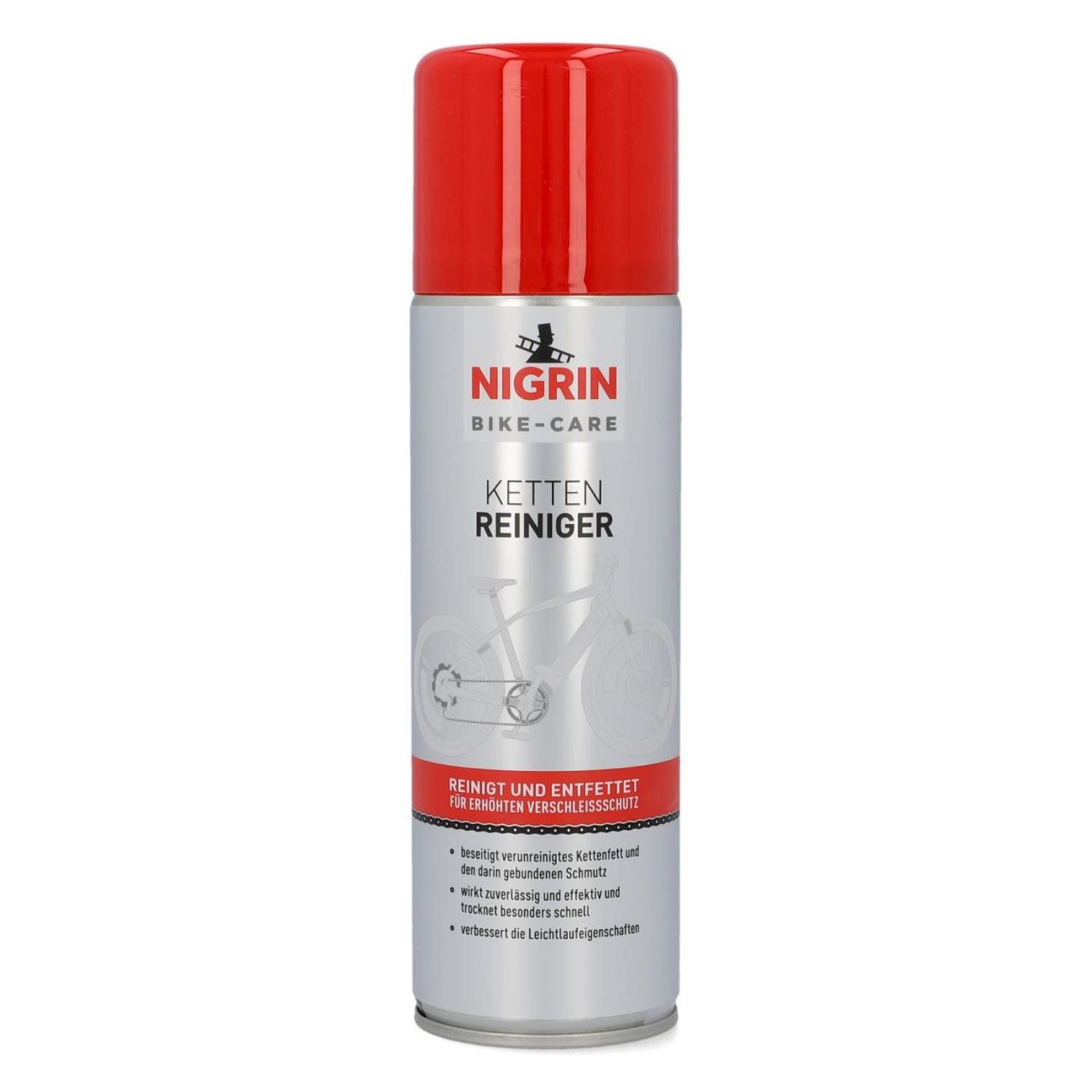 NIGRIN Bike Ketten-Reiniger 300ml Spray Entfetter Pflege Reinigungsspray (1-St. Entfetter Reinigung Pflege für Fahrräder Pedelecs E-Bikes Reinigung)