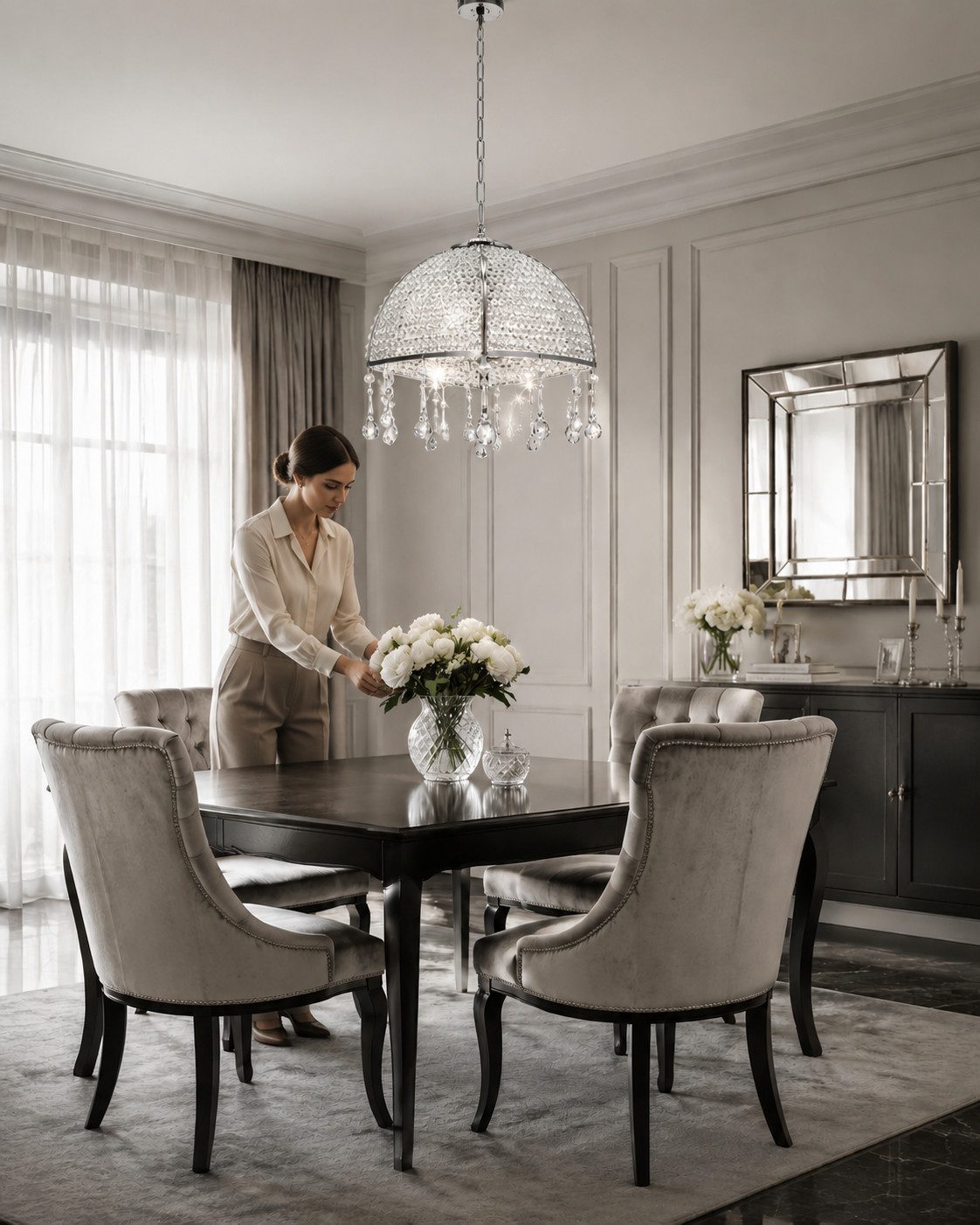 JVmoebel Kronleuchter Elegante Kristall-Lüster mit luxuriösen Hängedekorationen Sofort, LED wechselbar