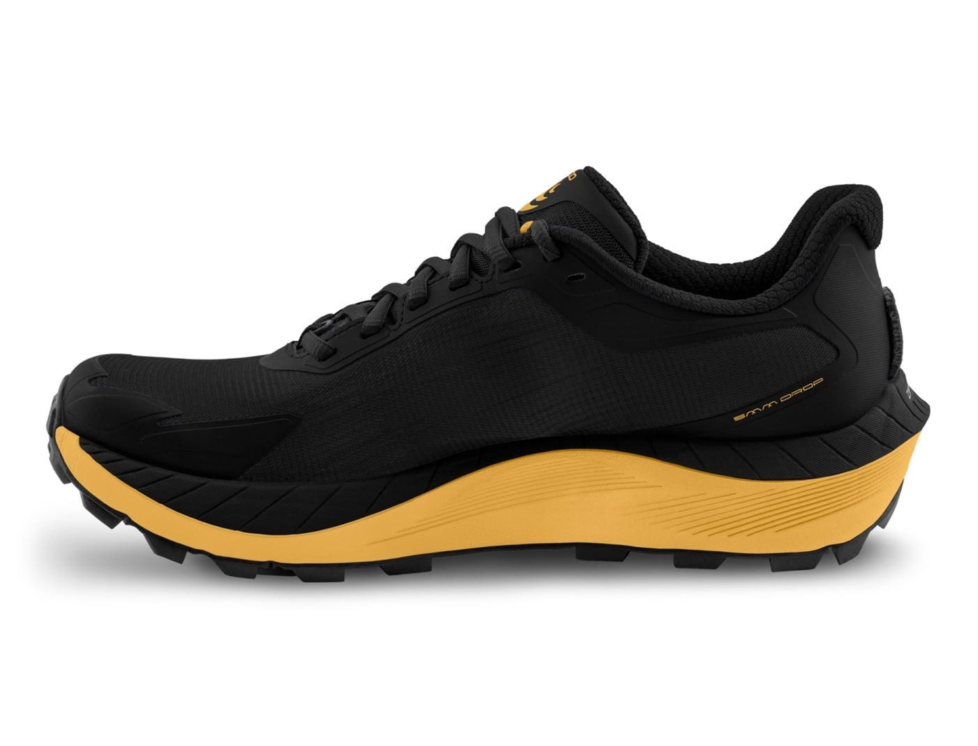 Topo MTN Racer 4 (Mountain, Trail, breitere Zehenbox) schwarz/orange Herren Laufschuh