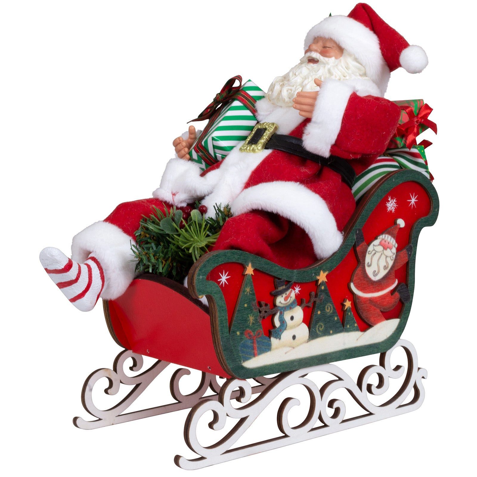 Christmas Paradise Weihnachtsmann im Schlitten Deko Figur 28 cm (Weihnachtsdeko, 1 St., stehend), rot