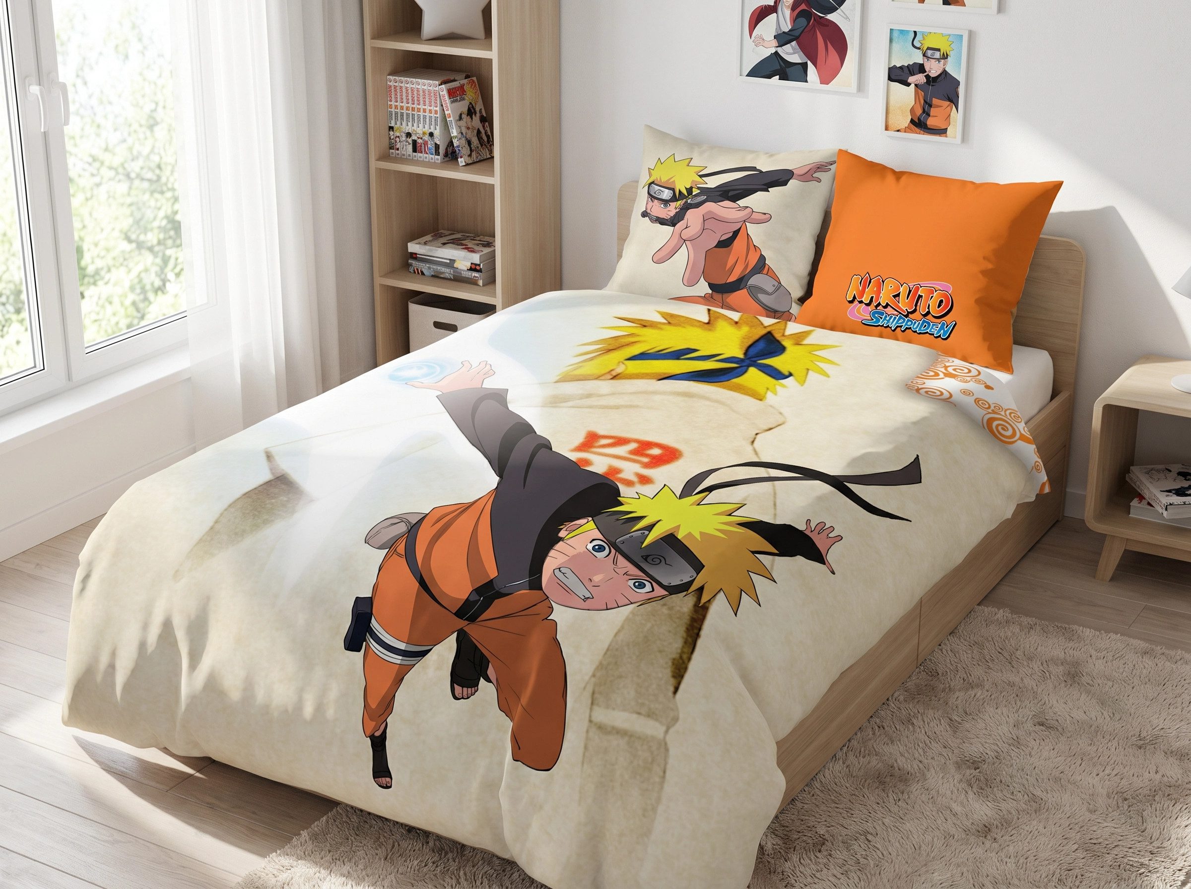 Naruto Bettwäsche Anime Naruto Shippuden Kinder Bettwäsche 2tlg. Set 135x200 80x80, 2 teilig, Baumwolle