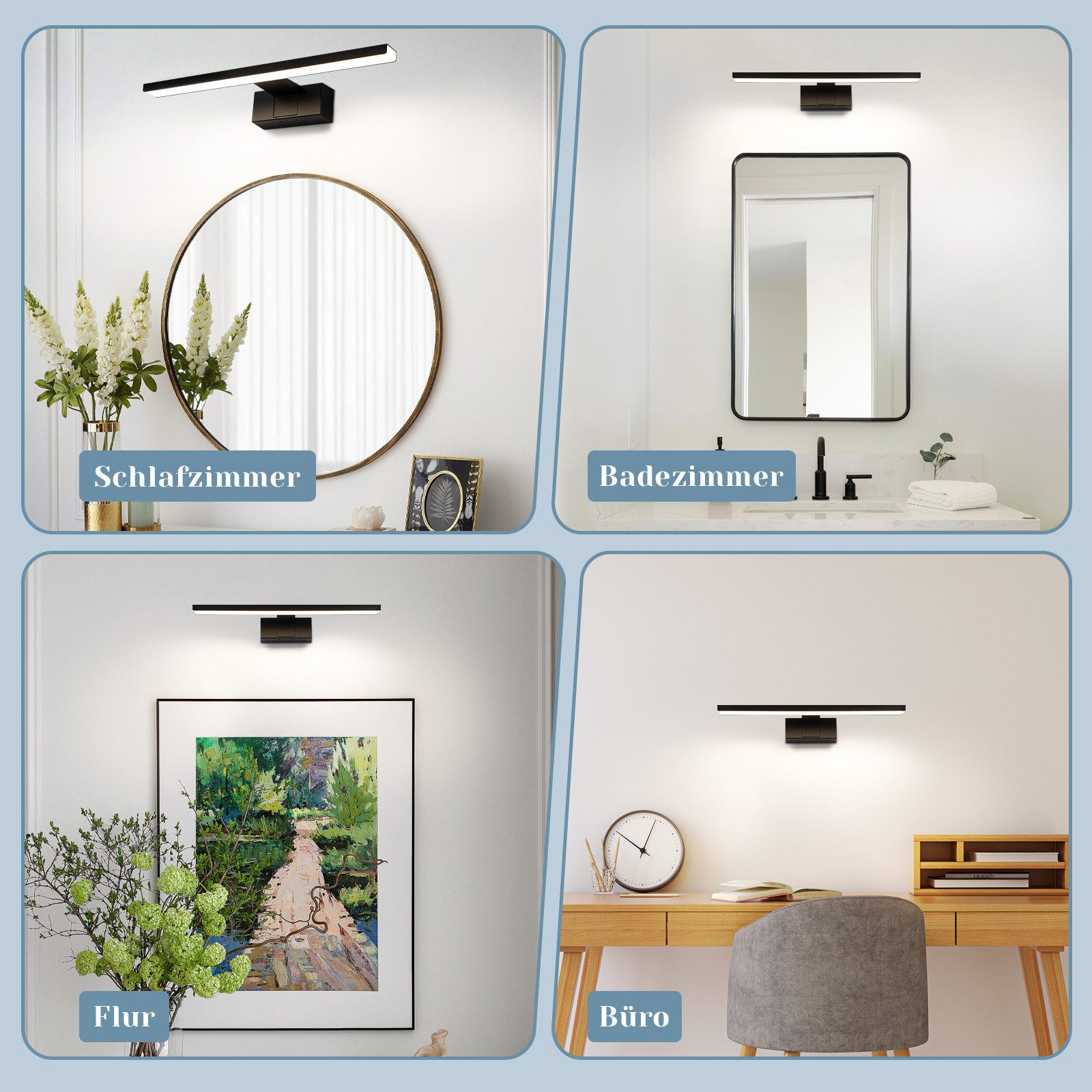 ZMH LED Spiegelleuchte Badezimmer Schwarz 30/40/60CM günstig online kaufen
